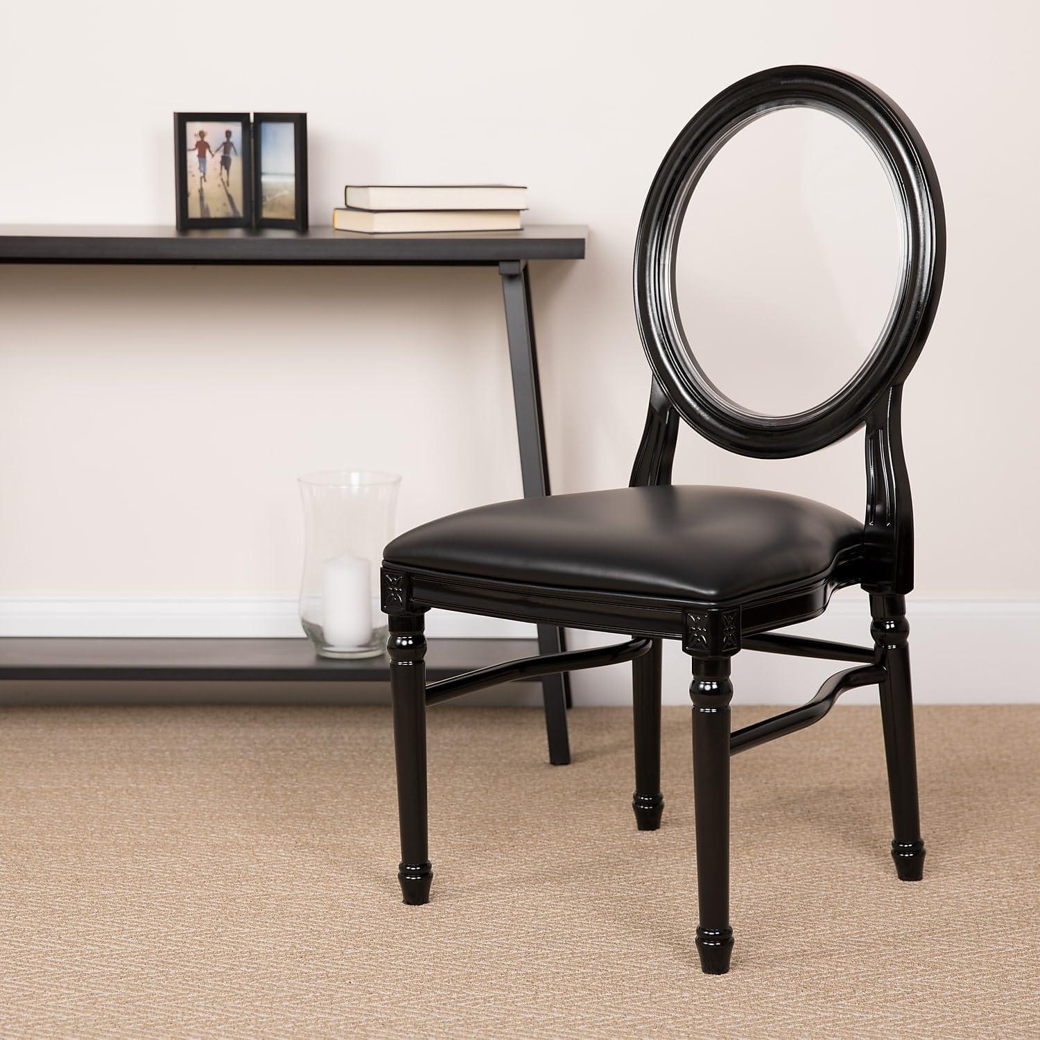 imageFlash Furniture HERCULES Series 900 lb Capacity King Louis Chair with Tufted Back Black Vinyl Seat and Black FrameTufted Black VinylBlack Frame