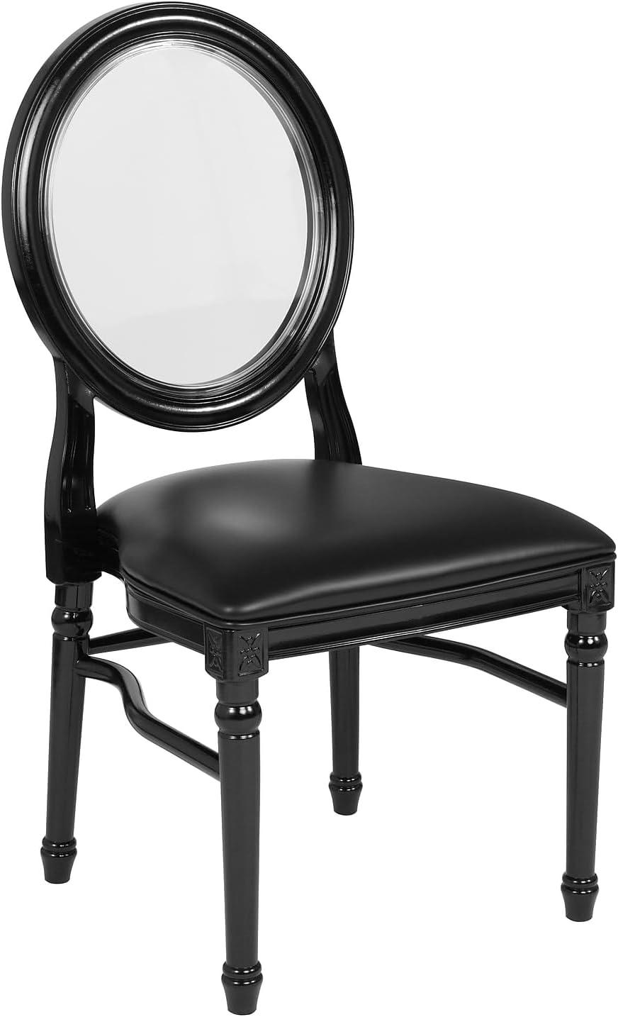 imageFlash Furniture HERCULES Series 900 lb Capacity King Louis Chair with Tufted Back Black Vinyl Seat and Black FrameTufted Black VinylBlack Frame