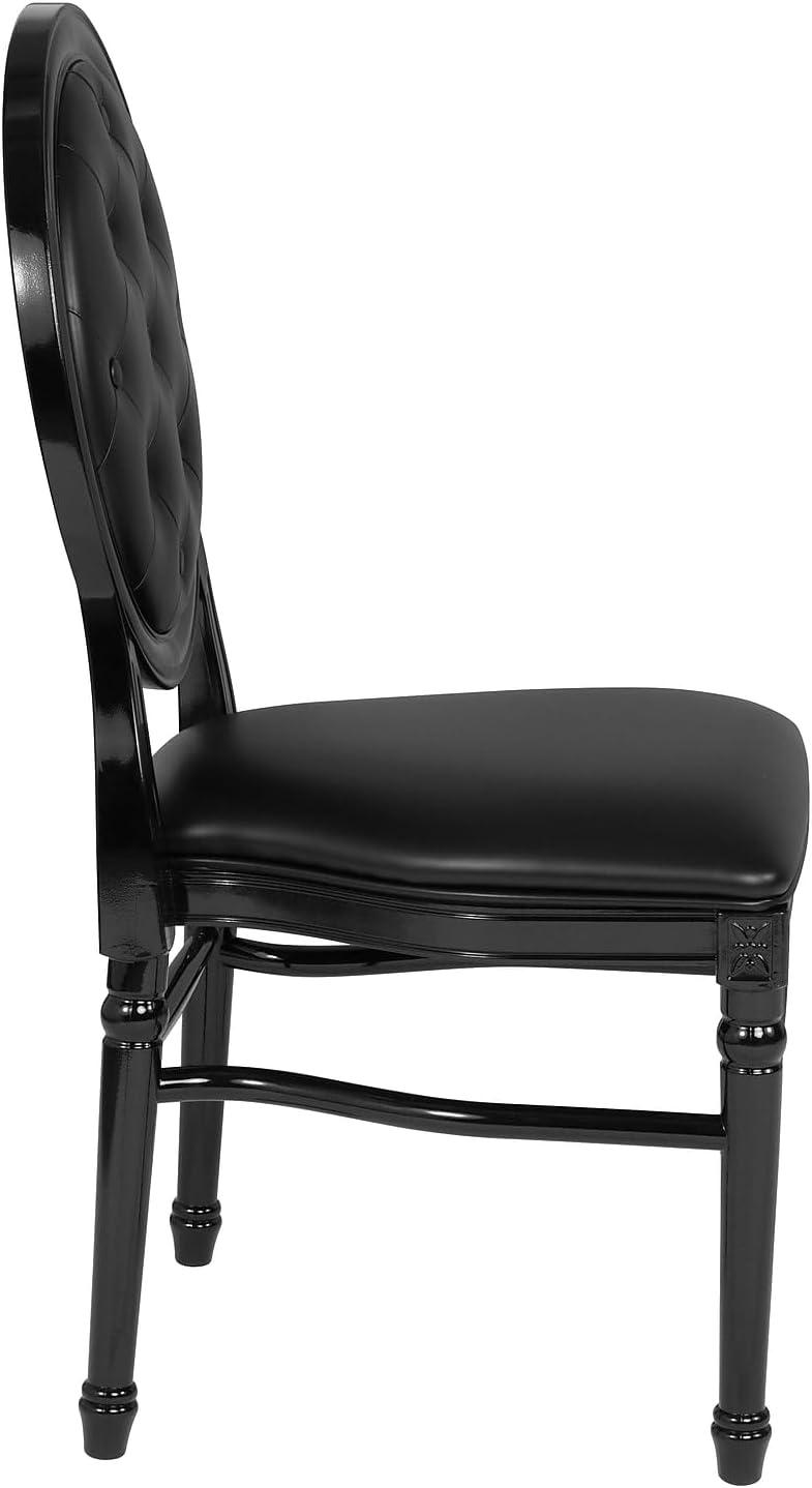 imageFlash Furniture HERCULES Series 900 lb Capacity King Louis Chair with Tufted Back Black Vinyl Seat and Black FrameTufted Black VinylBlack Frame