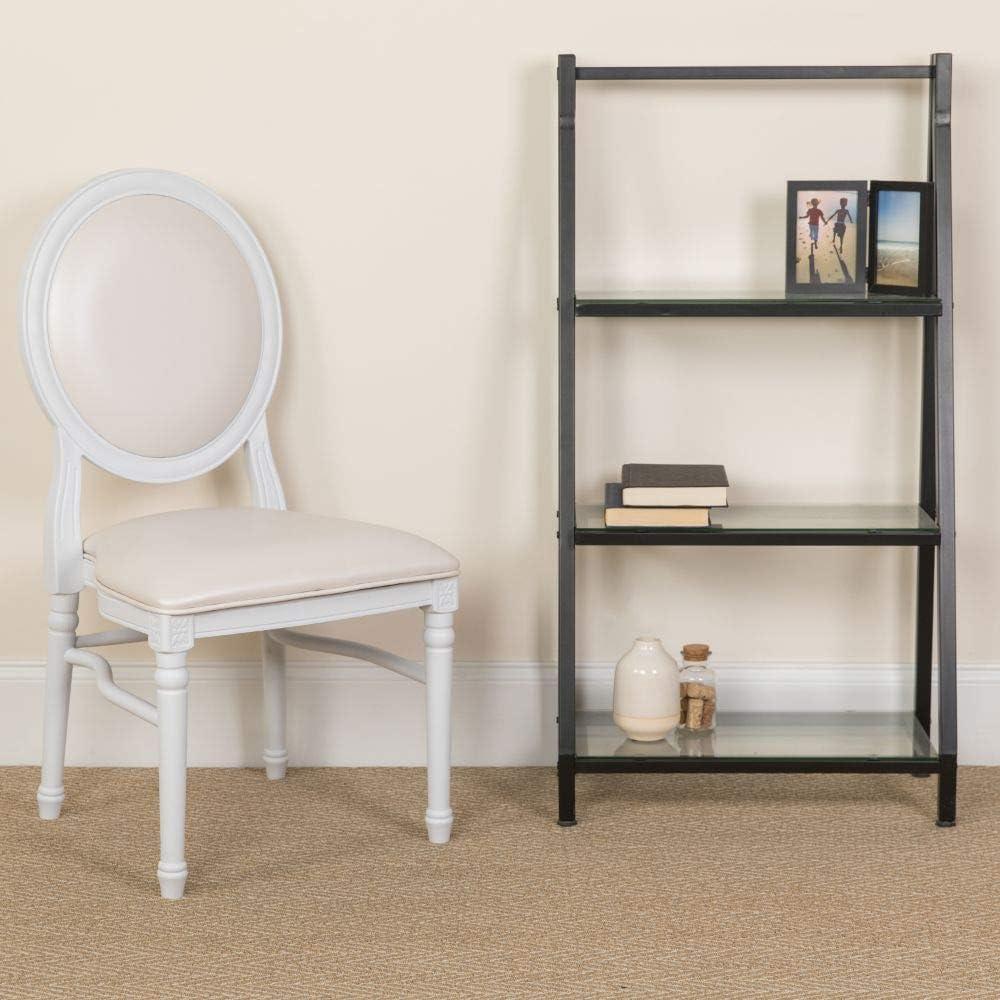 imageFlash Furniture HERCULES Series 900 lb Capacity King Louis Chair with Tufted Back Black Vinyl Seat and Black FrameWhite VinylWhite Frame
