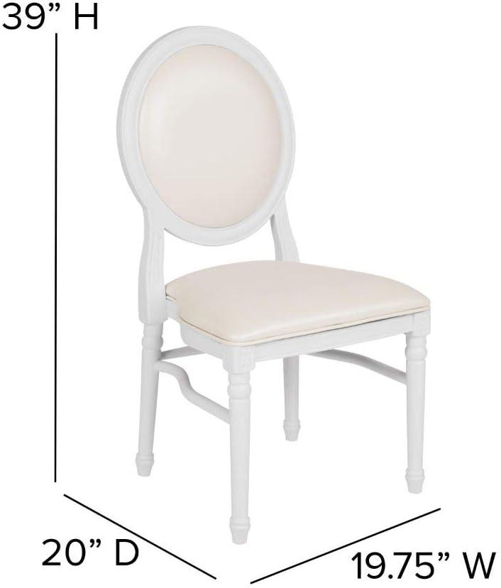 imageFlash Furniture HERCULES Series 900 lb Capacity King Louis Chair with Tufted Back Black Vinyl Seat and Black FrameWhite VinylWhite Frame