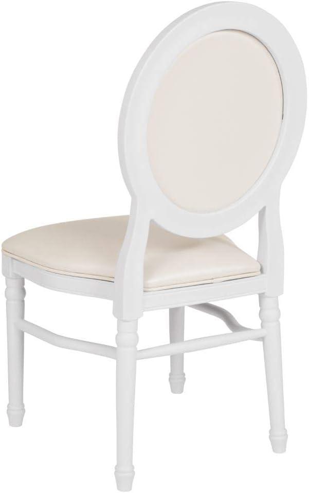 imageFlash Furniture HERCULES Series 900 lb Capacity King Louis Chair with Tufted Back Black Vinyl Seat and Black FrameWhite VinylWhite Frame