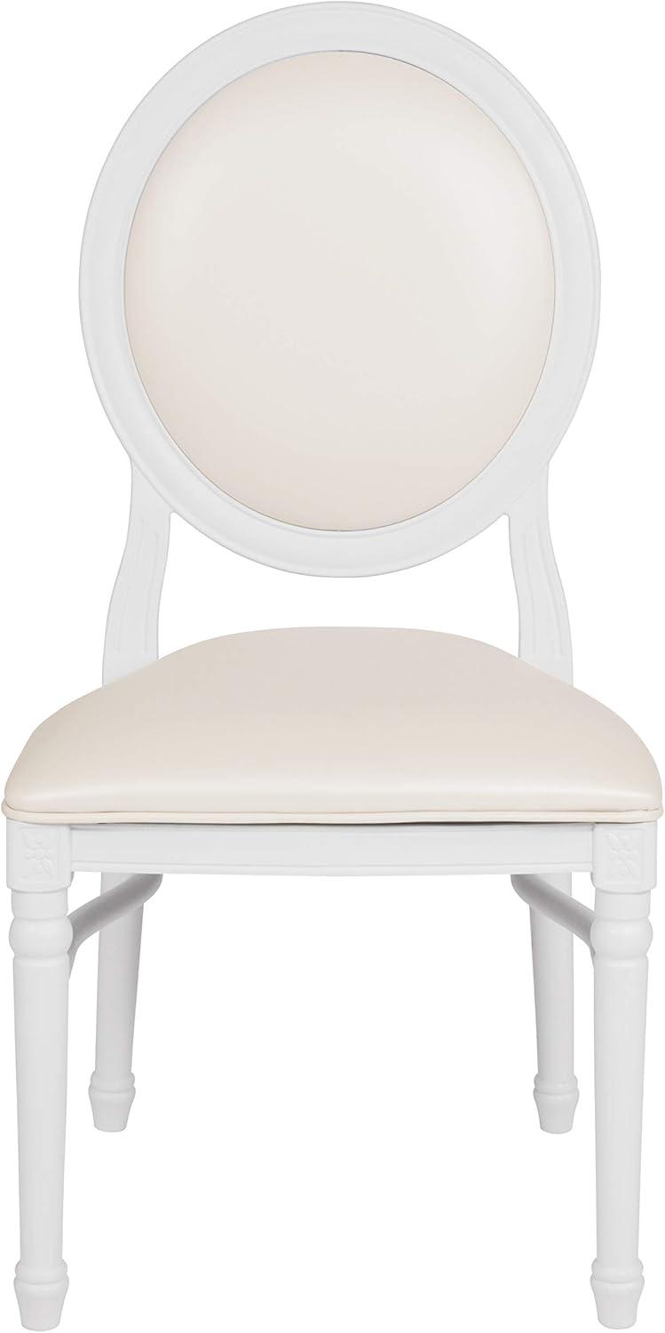 imageFlash Furniture HERCULES Series 900 lb Capacity King Louis Chair with Tufted Back Black Vinyl Seat and Black FrameWhite VinylWhite Frame