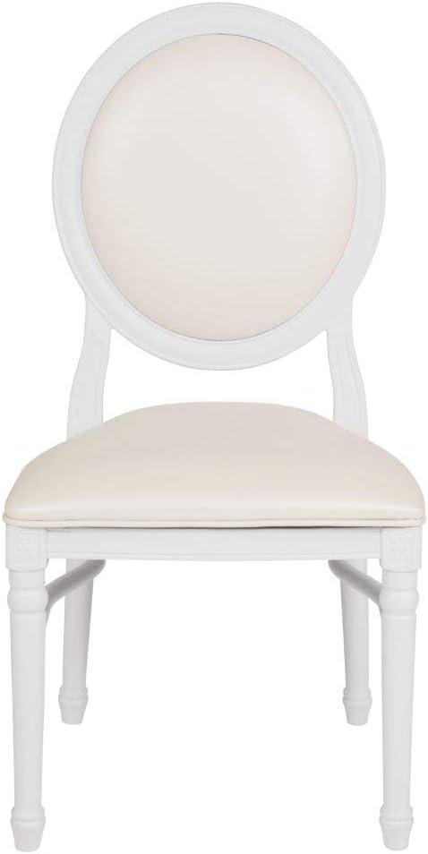 imageFlash Furniture HERCULES Series 900 lb Capacity King Louis Chair with Tufted Back Black Vinyl Seat and Black FrameWhite VinylWhite Frame