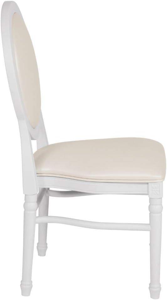 imageFlash Furniture HERCULES Series 900 lb Capacity King Louis Chair with Tufted Back Black Vinyl Seat and Black FrameWhite VinylWhite Frame