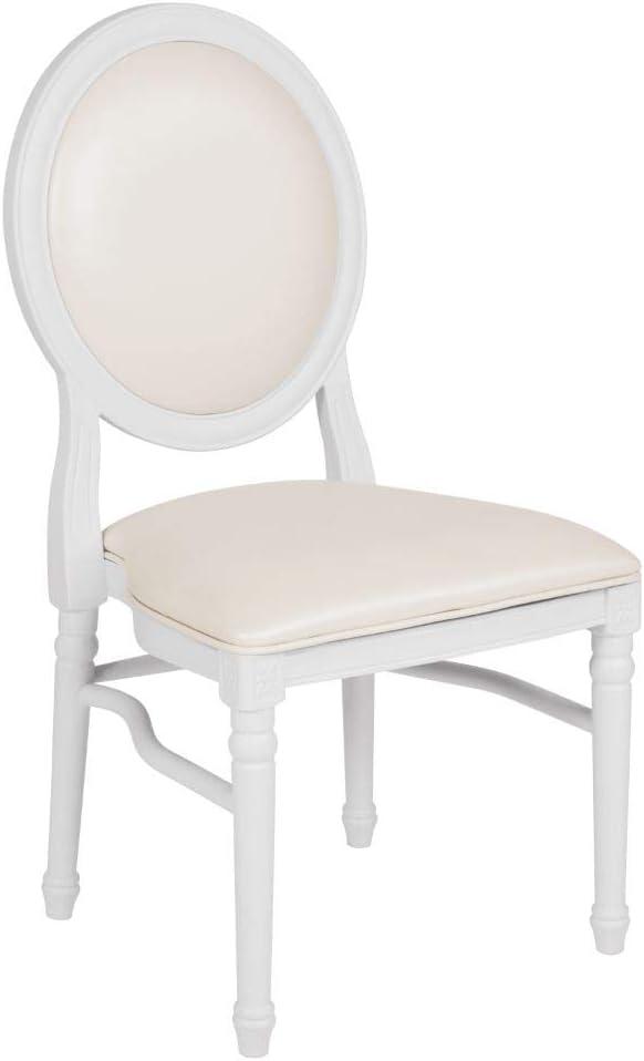 imageFlash Furniture HERCULES Series 900 lb Capacity King Louis Chair with Tufted Back Black Vinyl Seat and Black FrameWhite VinylWhite Frame