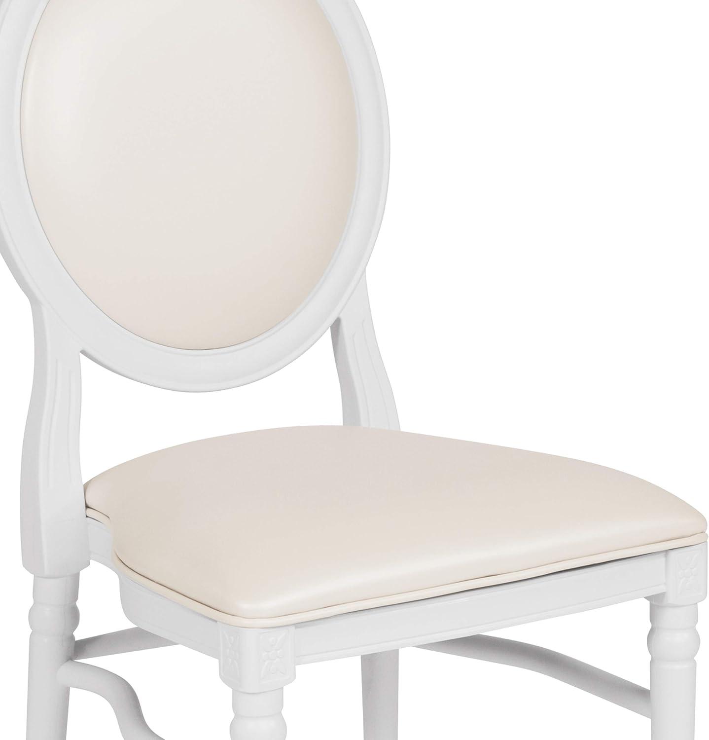 imageFlash Furniture HERCULES Series 900 lb Capacity King Louis Chair with Tufted Back Black Vinyl Seat and Black FrameWhite VinylWhite Frame