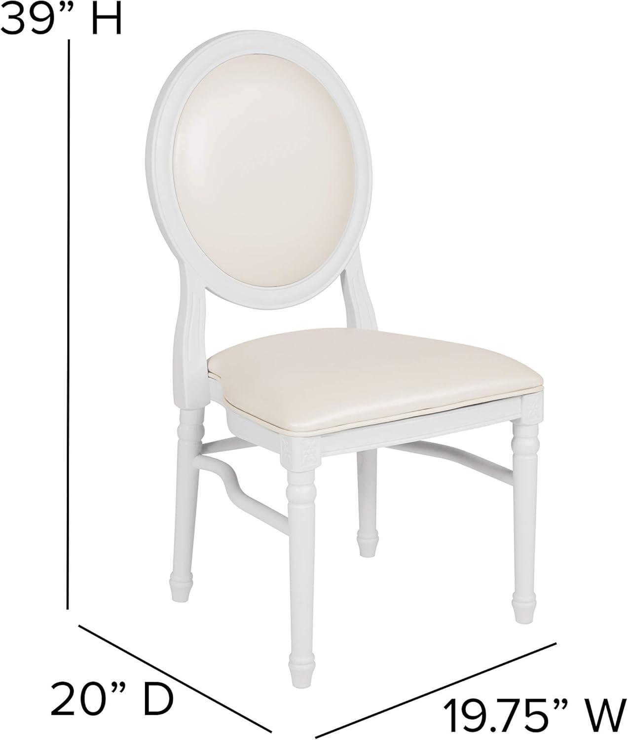 imageFlash Furniture HERCULES Series 900 lb Capacity King Louis Chair with Tufted Back Black Vinyl Seat and Black FrameWhite VinylWhite Frame