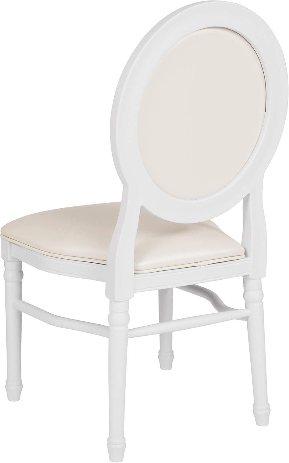 imageFlash Furniture HERCULES Series 900 lb Capacity King Louis Chair with Tufted Back Black Vinyl Seat and Black FrameWhite VinylWhite Frame