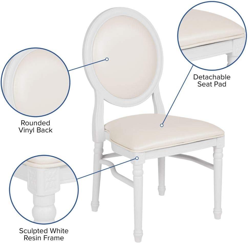 imageFlash Furniture HERCULES Series 900 lb Capacity King Louis Chair with Tufted Back Black Vinyl Seat and Black FrameWhite VinylWhite Frame