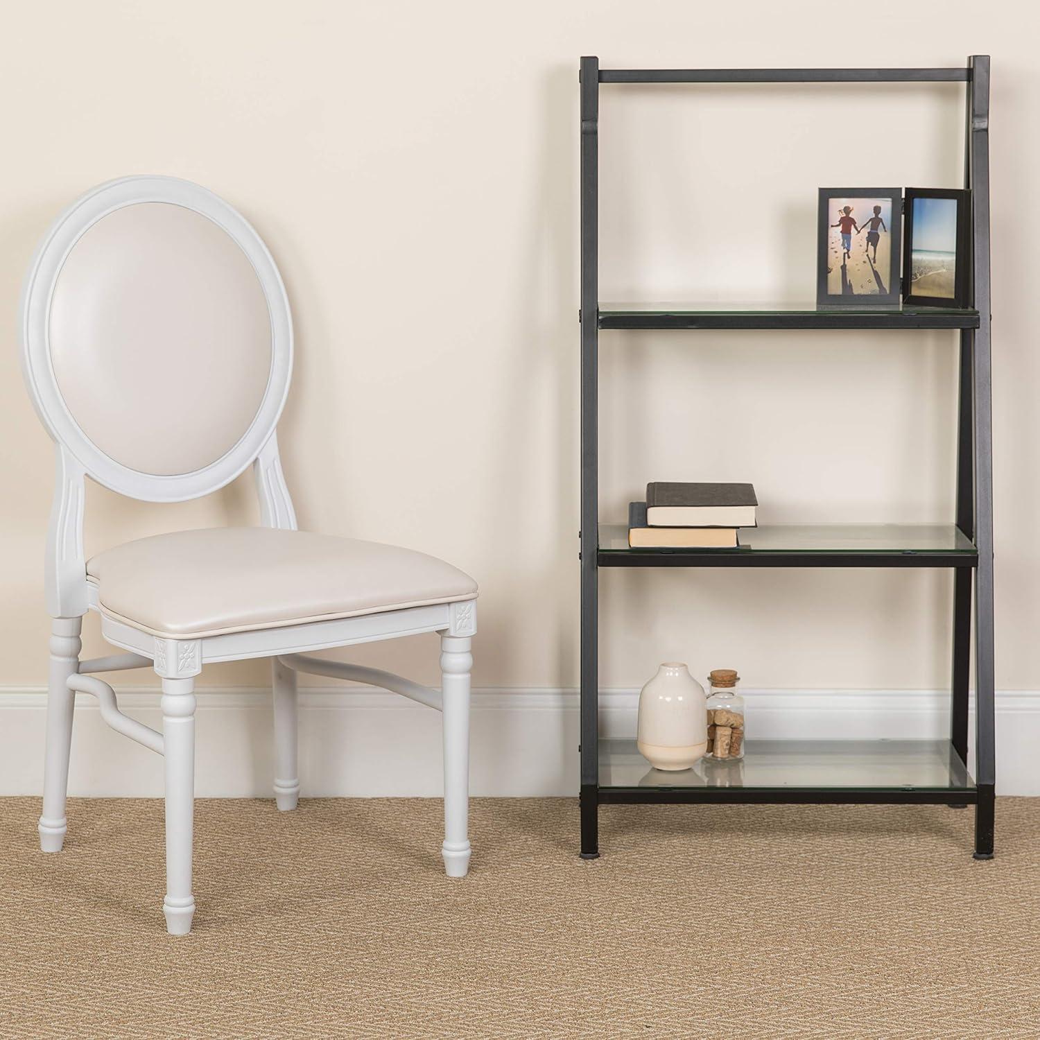 imageFlash Furniture HERCULES Series 900 lb Capacity King Louis Chair with Tufted Back Black Vinyl Seat and Black FrameWhite VinylWhite Frame