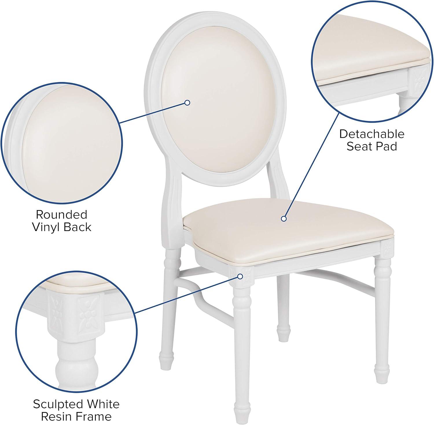 imageFlash Furniture HERCULES Series 900 lb Capacity King Louis Chair with Tufted Back Black Vinyl Seat and Black FrameWhite VinylWhite Frame