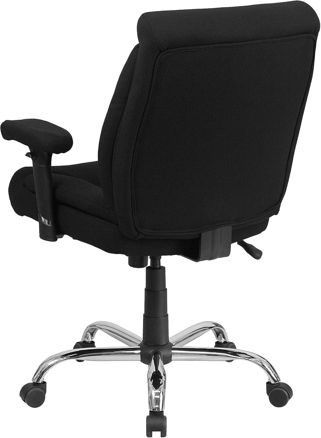 imageFlash Furniture HERCULES Series Big ampamp Tall 400 lb Rated Black LeatherSoft Deep Tufted Ergonomic Task Office Chair with Adjustable ArmsBlack Fabric