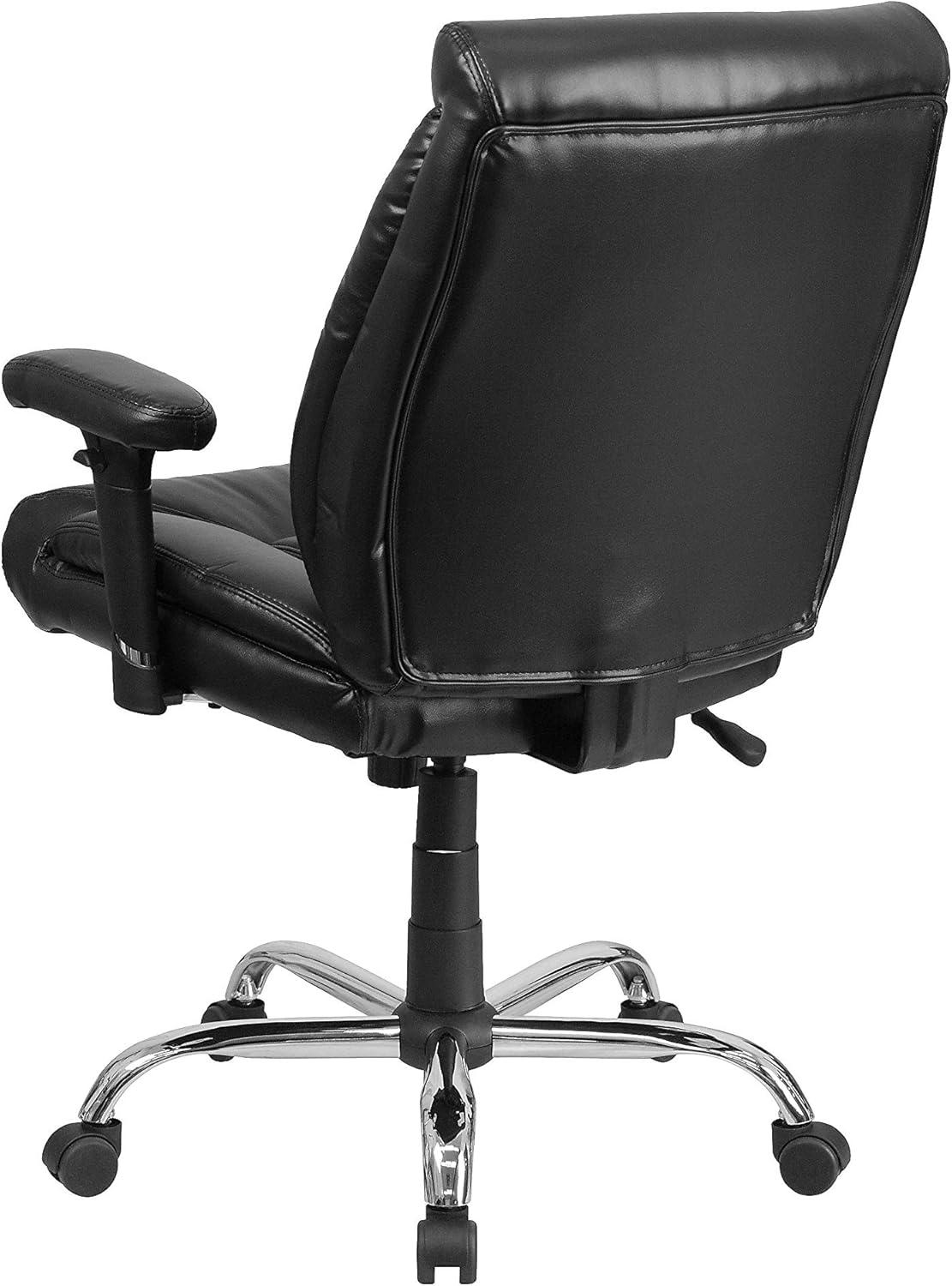 imageFlash Furniture HERCULES Series Big ampamp Tall 400 lb Rated Black LeatherSoft Deep Tufted Ergonomic Task Office Chair with Adjustable ArmsBlack Leathersoft