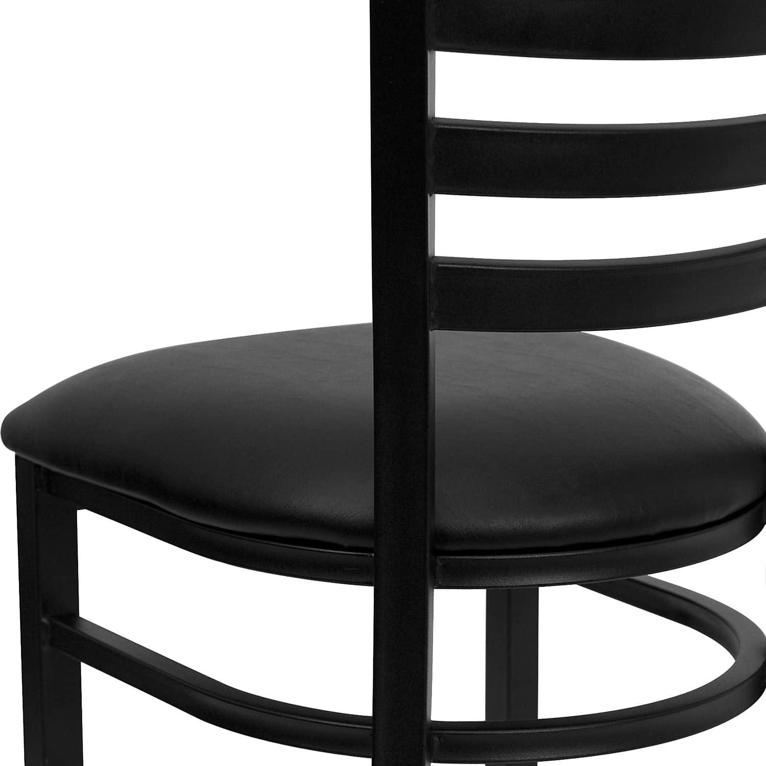 imageFlash Furniture HERCULES Series Black Ladder Back Metal Restaurant Chair Black Vinyl SeatBlack Vinyl