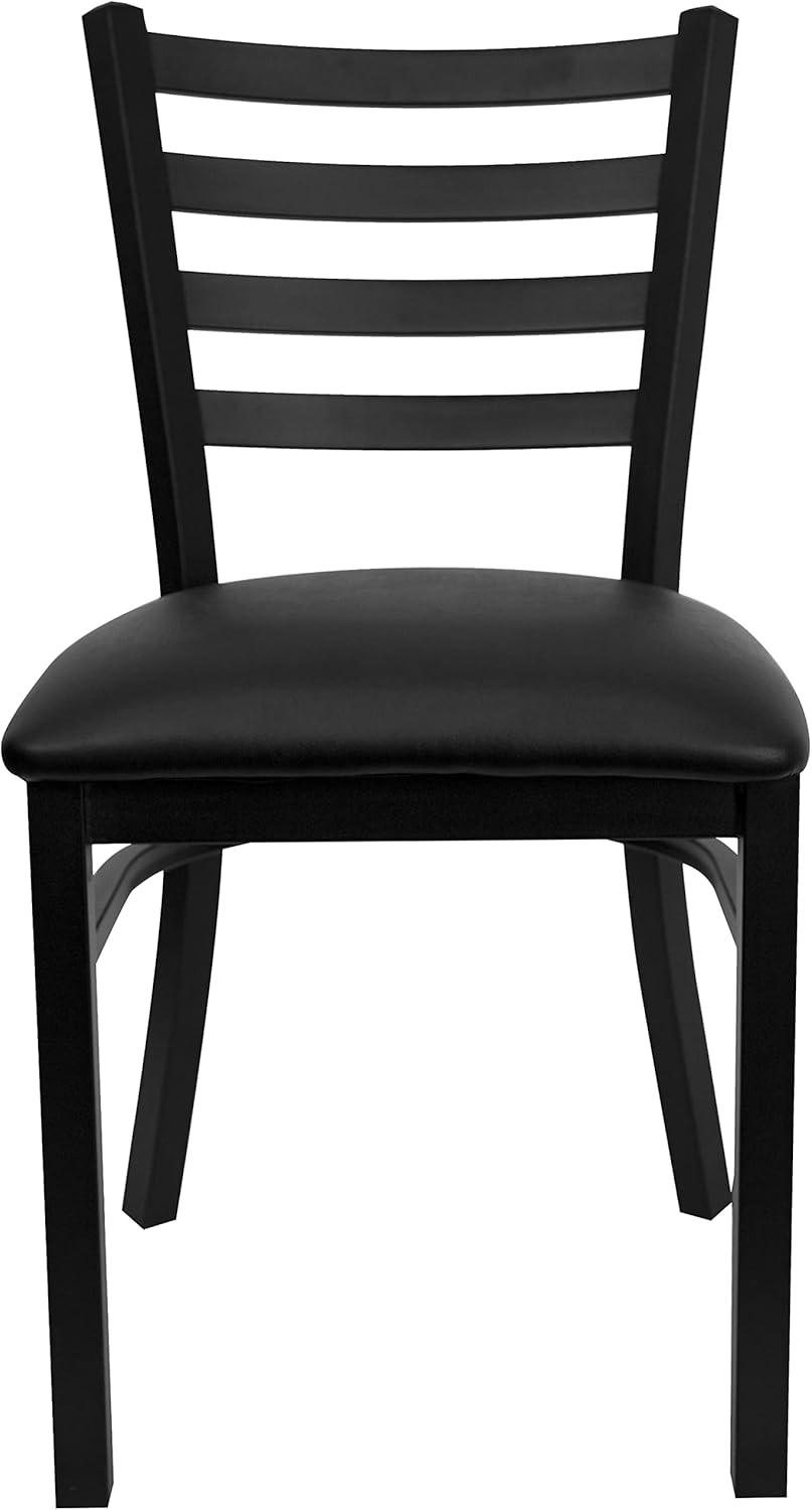 imageFlash Furniture HERCULES Series Black Ladder Back Metal Restaurant Chair Black Vinyl Seatblack