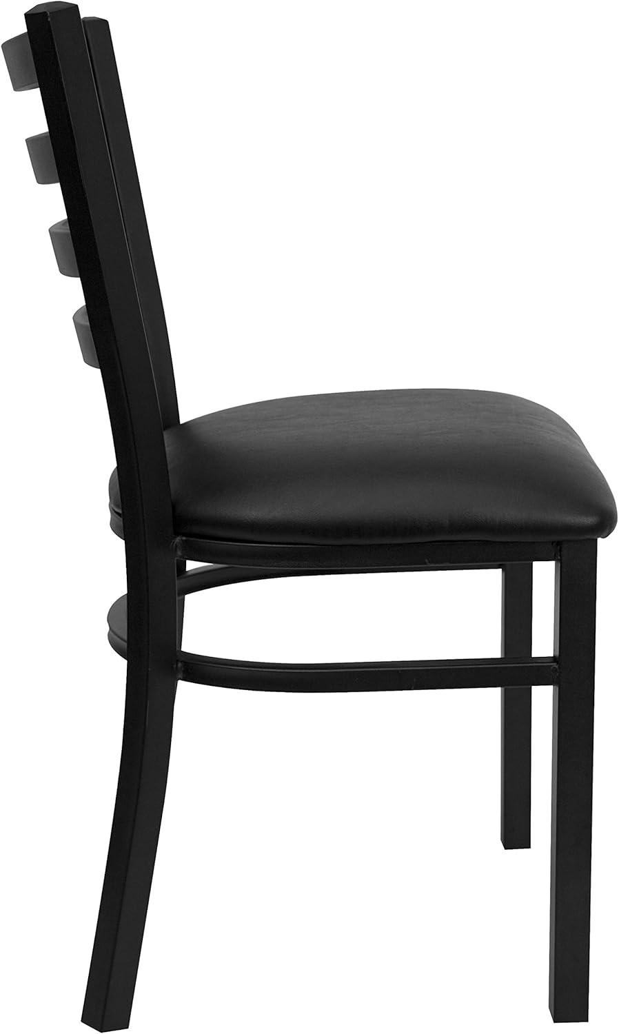 imageFlash Furniture HERCULES Series Black Ladder Back Metal Restaurant Chair Black Vinyl Seatblack
