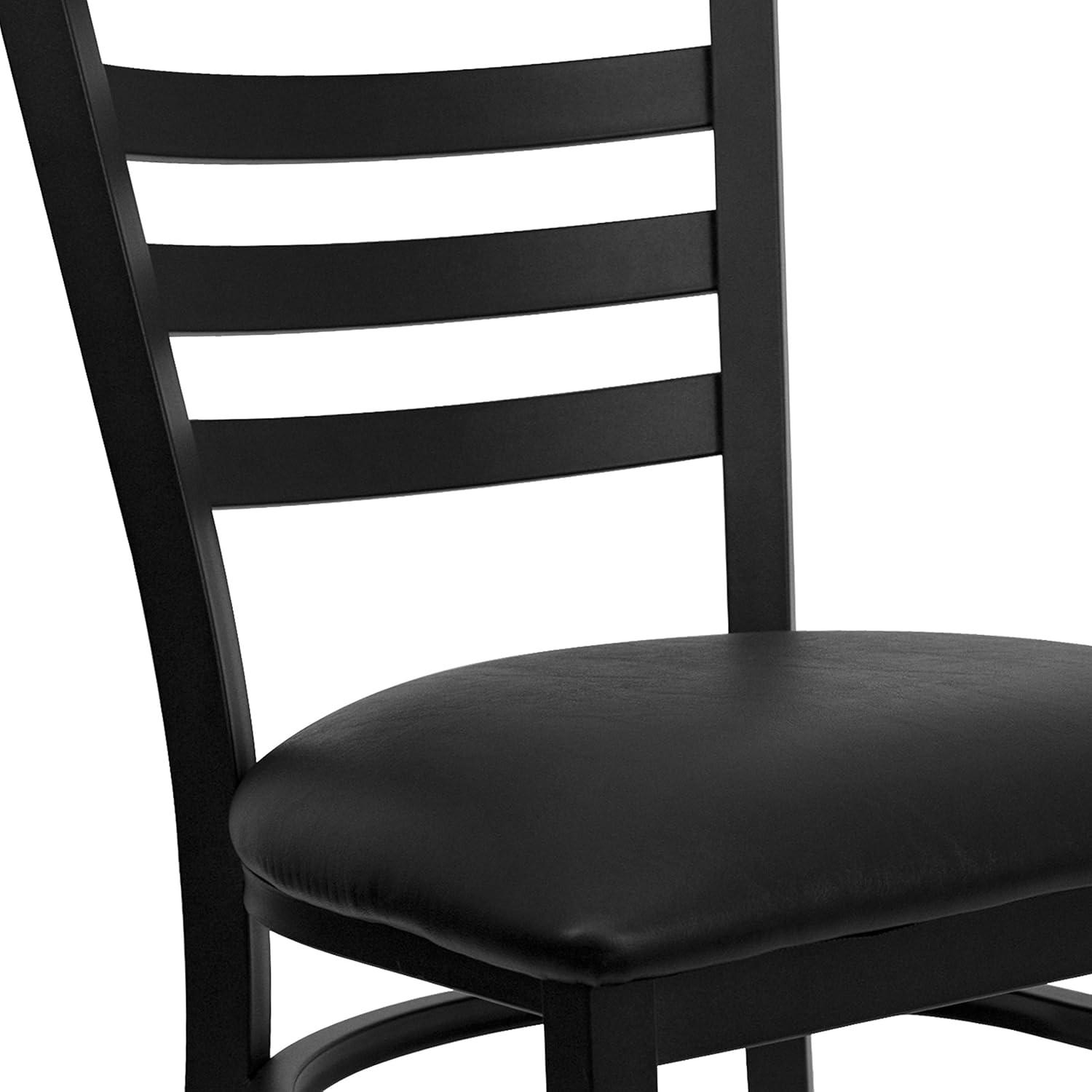 imageFlash Furniture HERCULES Series Black Ladder Back Metal Restaurant Chair Black Vinyl Seatblack