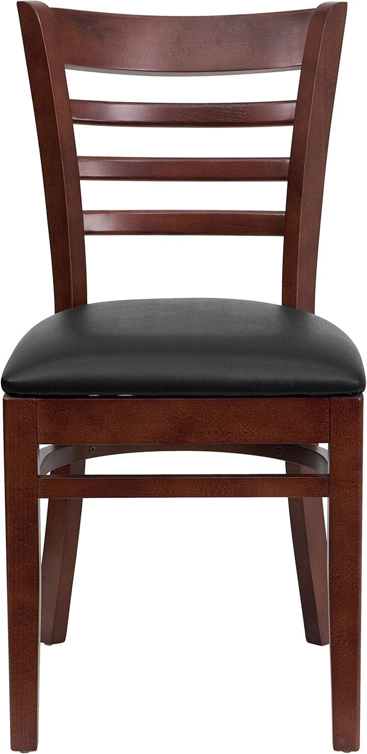 imageFlash Furniture HERCULES Series Ladder Back Mahogany Wood Restaurant Chair Burgundy Vinyl SeatBlack Vinyl SeatMahogany Wood Frame