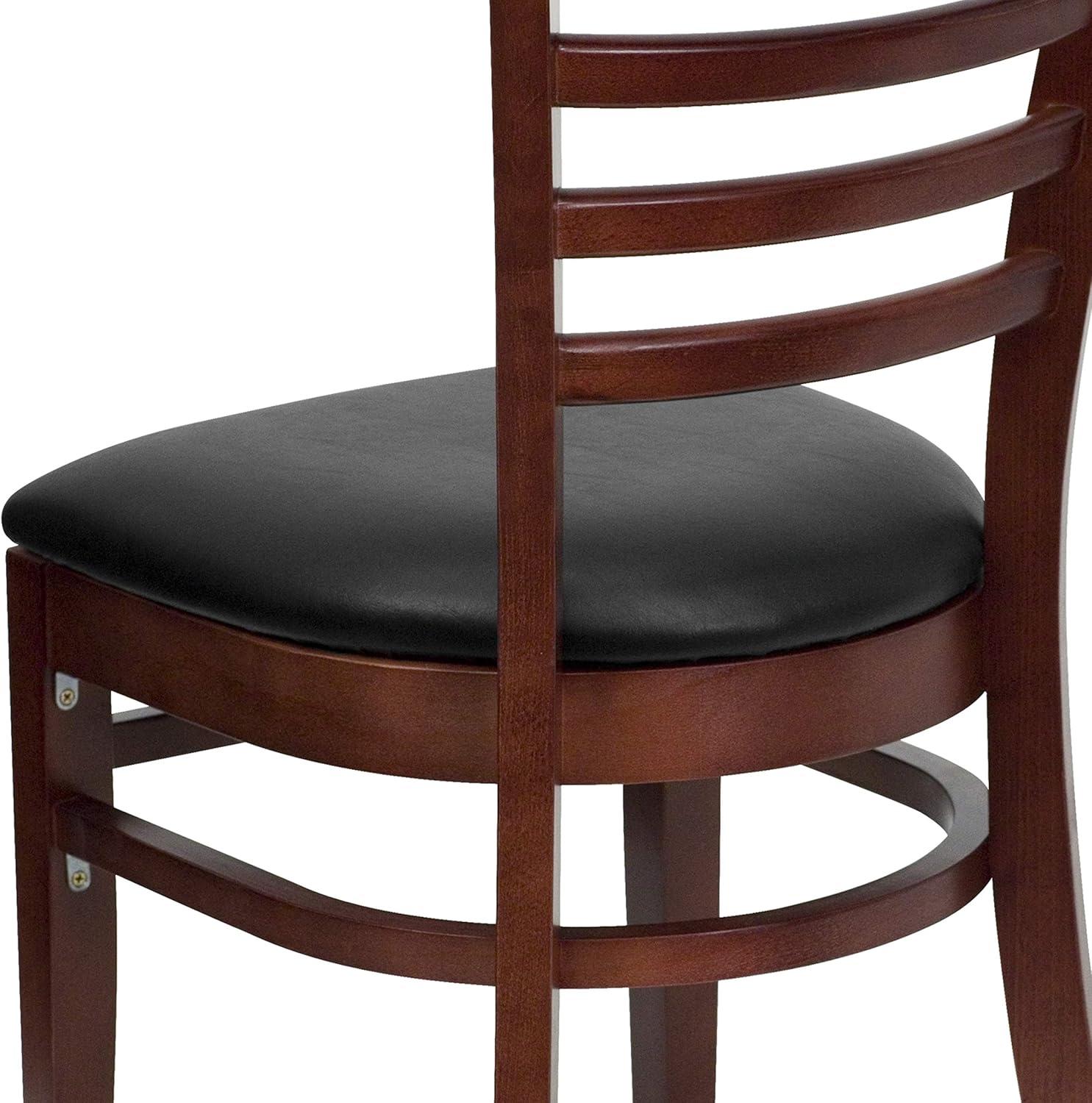 imageFlash Furniture HERCULES Series Ladder Back Mahogany Wood Restaurant Chair Burgundy Vinyl SeatBlack Vinyl SeatMahogany Wood Frame
