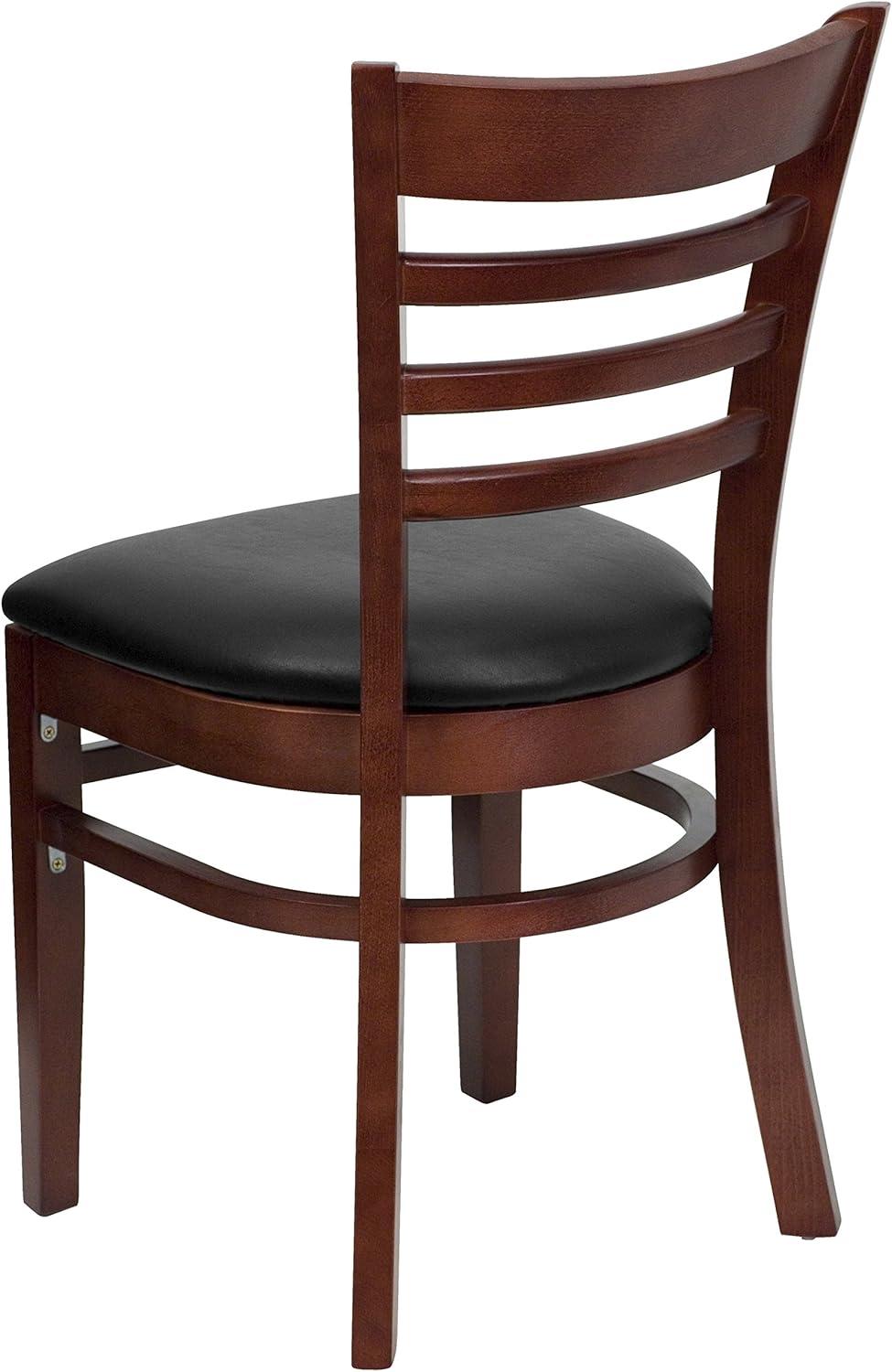 imageFlash Furniture HERCULES Series Ladder Back Mahogany Wood Restaurant Chair Burgundy Vinyl SeatBlack Vinyl SeatMahogany Wood Frame