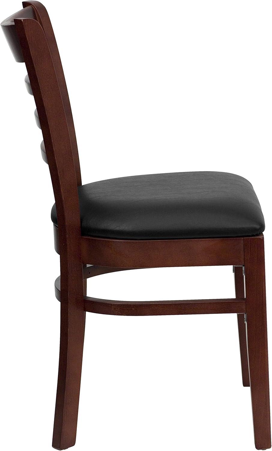imageFlash Furniture HERCULES Series Ladder Back Mahogany Wood Restaurant Chair Burgundy Vinyl SeatBlack Vinyl SeatMahogany Wood Frame