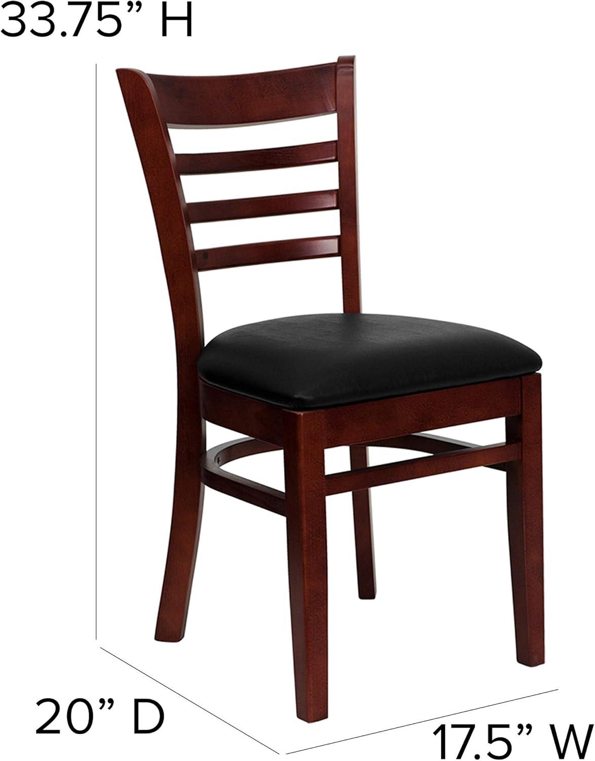 imageFlash Furniture HERCULES Series Ladder Back Mahogany Wood Restaurant Chair Burgundy Vinyl SeatBlack Vinyl SeatMahogany Wood Frame