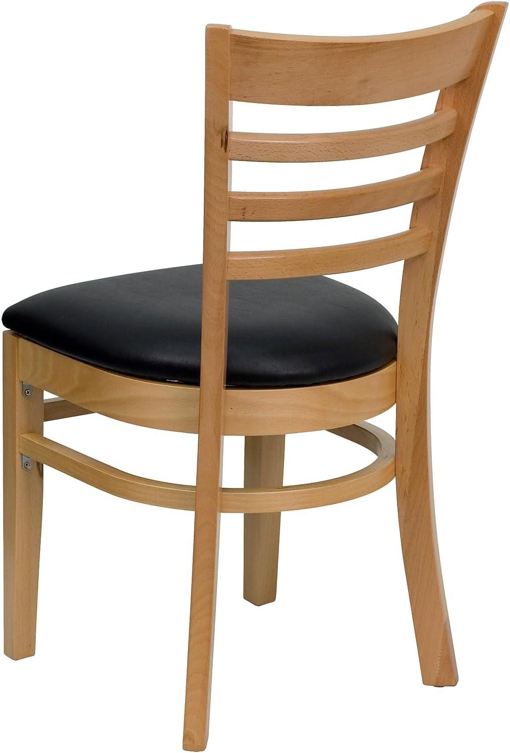 imageFlash Furniture HERCULES Series Ladder Back Mahogany Wood Restaurant Chair Burgundy Vinyl SeatBlack Vinyl SeatNatural Wood Frame