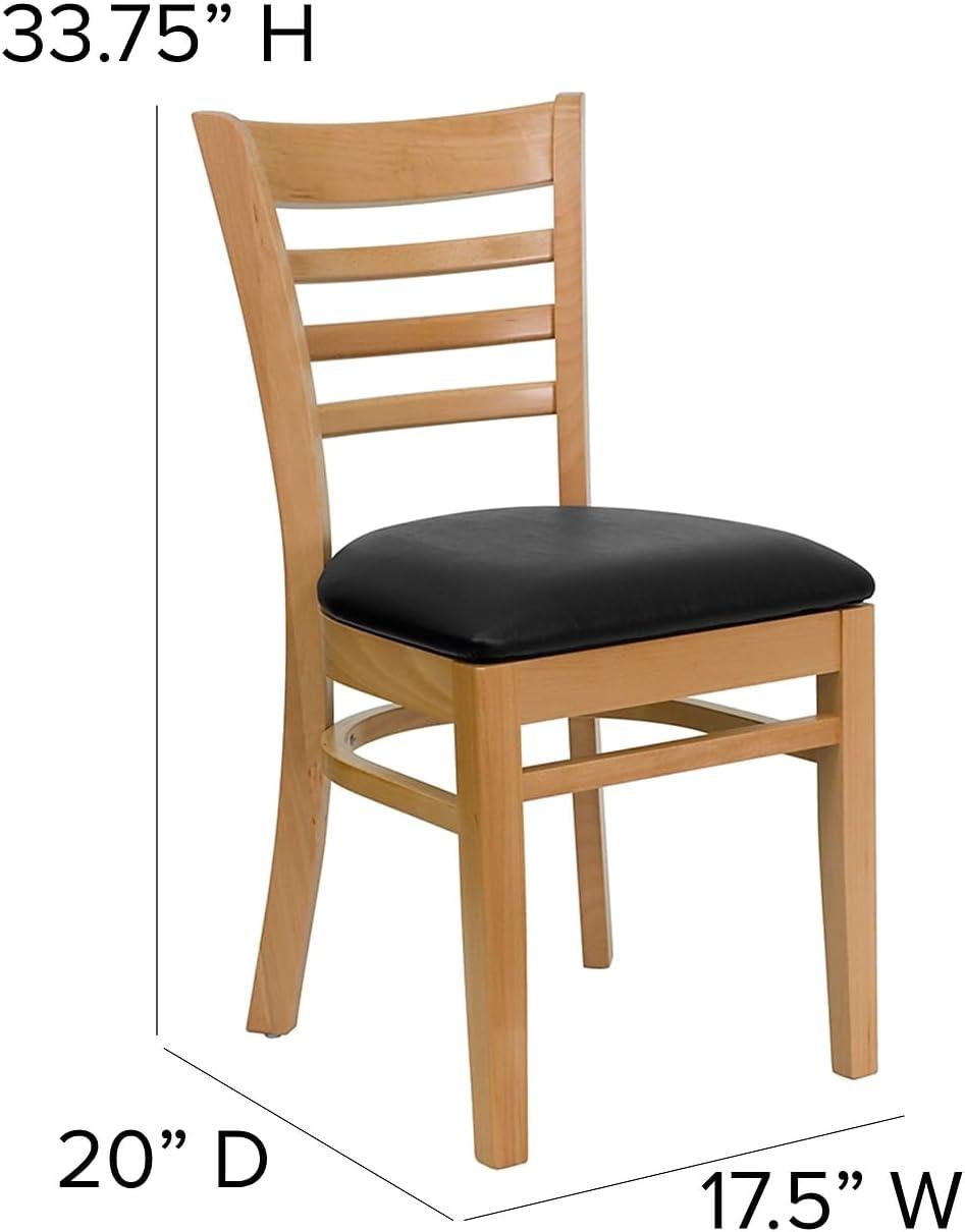 imageFlash Furniture HERCULES Series Ladder Back Mahogany Wood Restaurant Chair Burgundy Vinyl SeatBlack Vinyl SeatNatural Wood Frame