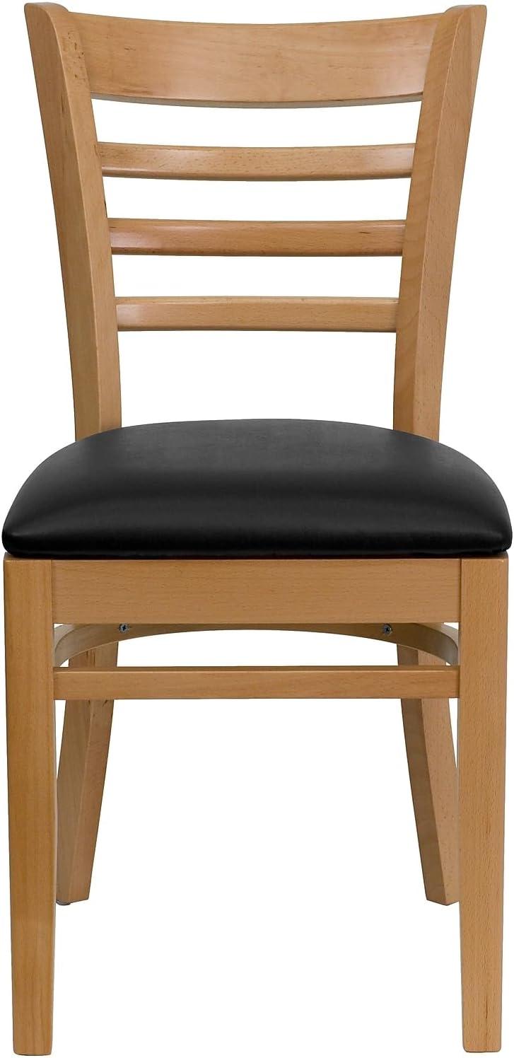imageFlash Furniture HERCULES Series Ladder Back Mahogany Wood Restaurant Chair Burgundy Vinyl SeatBlack Vinyl SeatNatural Wood Frame