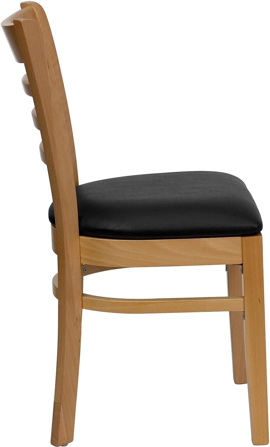 imageFlash Furniture HERCULES Series Ladder Back Mahogany Wood Restaurant Chair Burgundy Vinyl SeatBlack Vinyl SeatNatural Wood Frame
