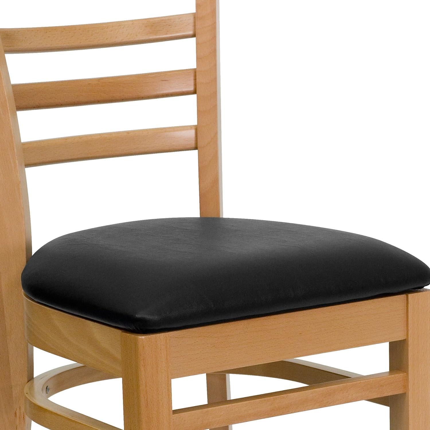 imageFlash Furniture HERCULES Series Ladder Back Mahogany Wood Restaurant Chair Burgundy Vinyl SeatBlack Vinyl SeatNatural Wood Frame
