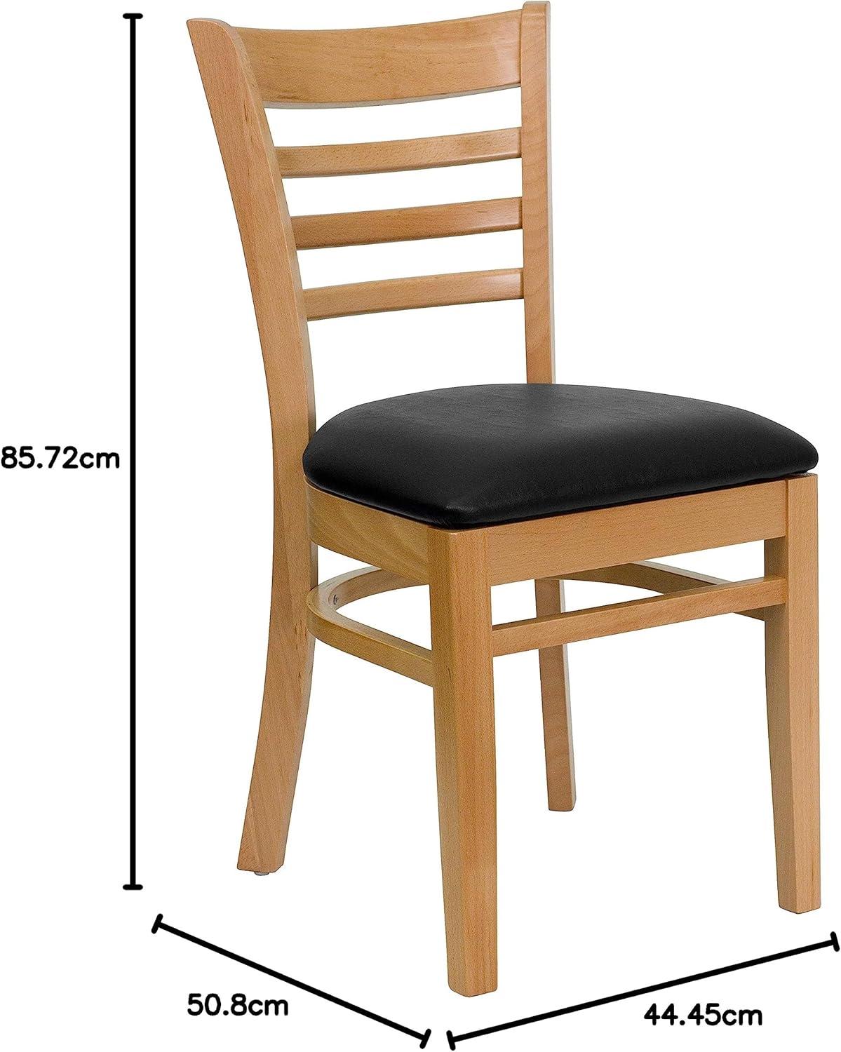 imageFlash Furniture HERCULES Series Ladder Back Mahogany Wood Restaurant Chair Burgundy Vinyl SeatBlack Vinyl SeatNatural Wood Frame