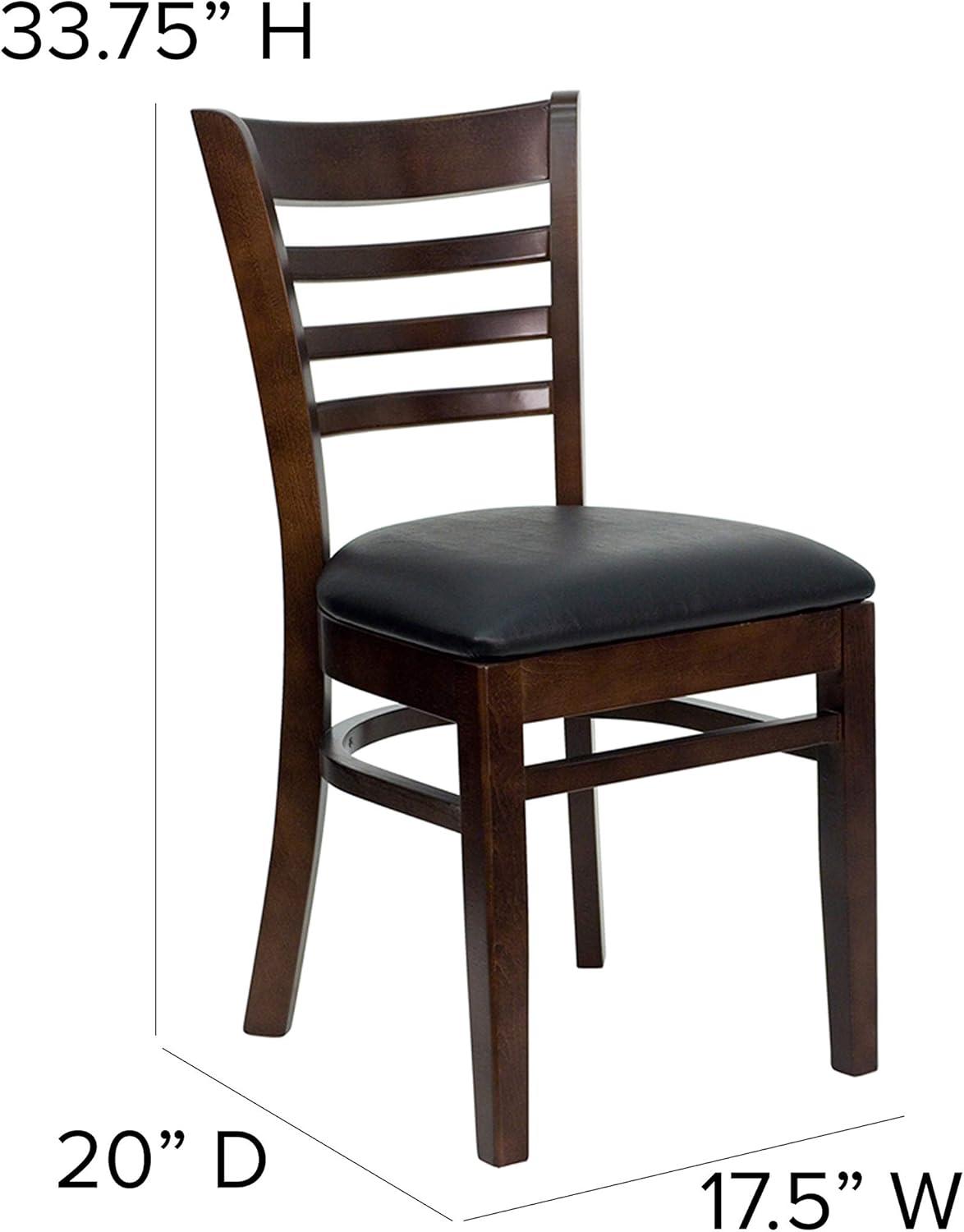 imageFlash Furniture HERCULES Series Ladder Back Mahogany Wood Restaurant Chair Burgundy Vinyl SeatBlack Vinyl SeatWalnut Wood Frame