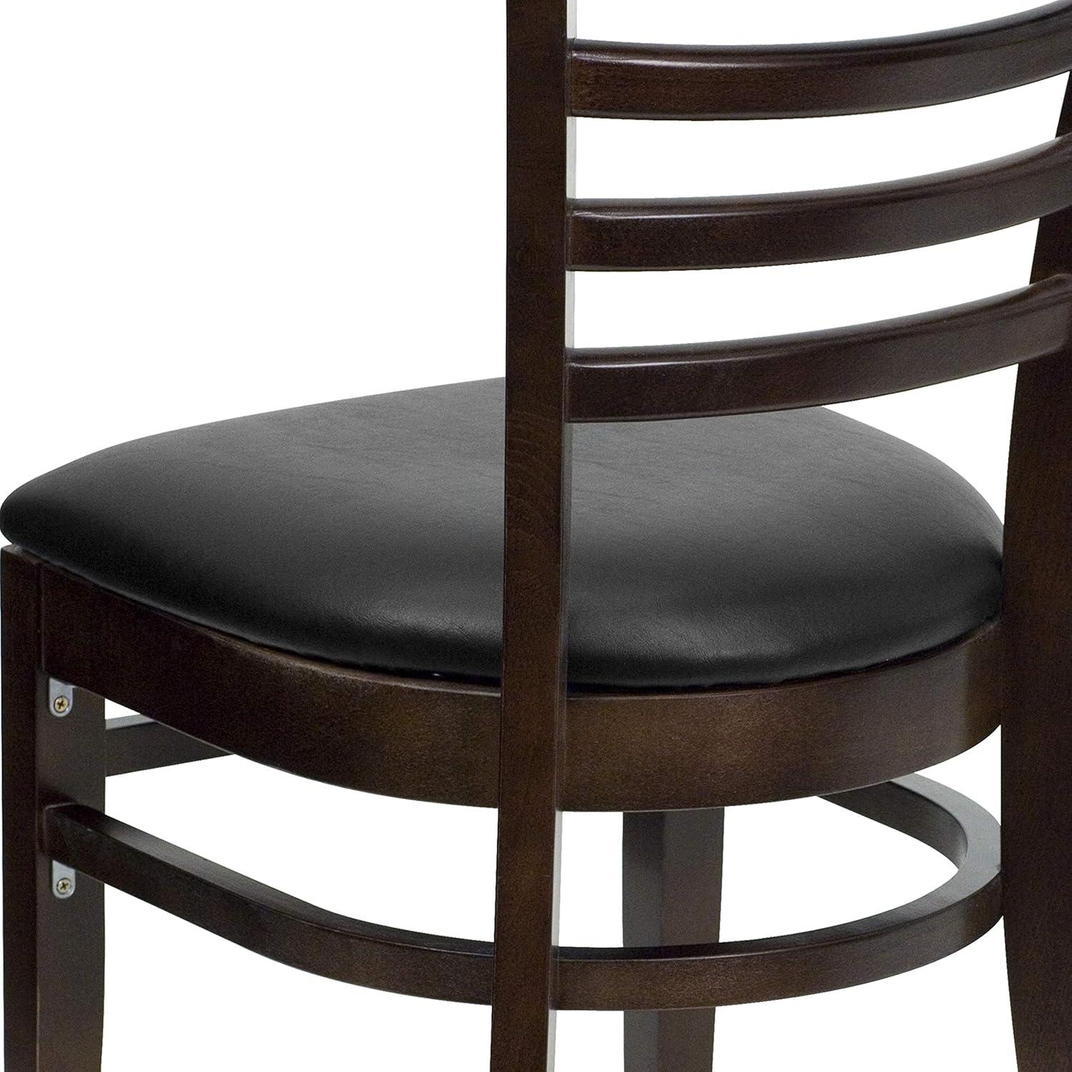 imageFlash Furniture HERCULES Series Ladder Back Mahogany Wood Restaurant Chair Burgundy Vinyl SeatBlack Vinyl SeatWalnut Wood Frame