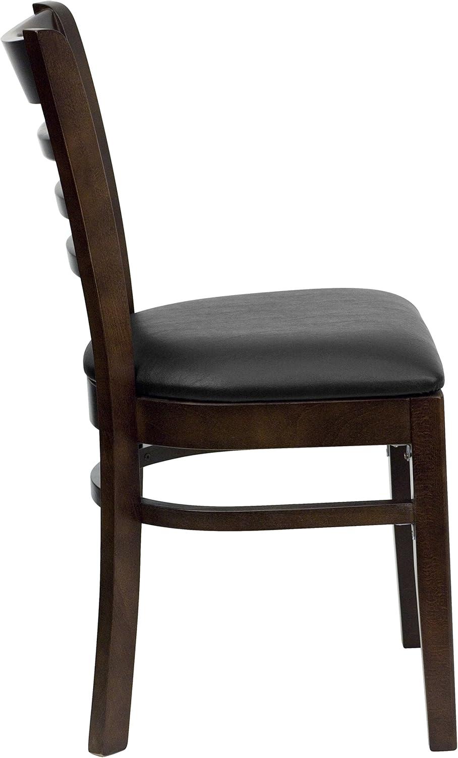 imageFlash Furniture HERCULES Series Ladder Back Mahogany Wood Restaurant Chair Burgundy Vinyl SeatBlack Vinyl SeatWalnut Wood Frame