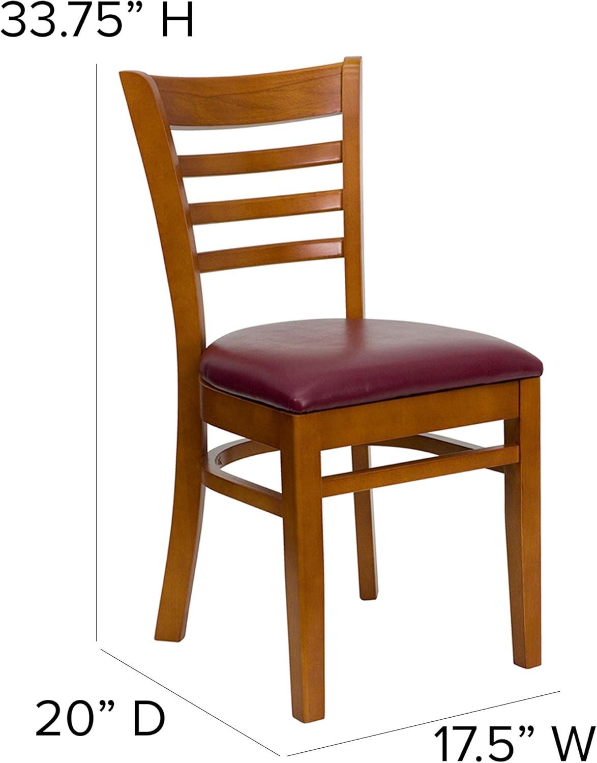 imageFlash Furniture HERCULES Series Ladder Back Mahogany Wood Restaurant Chair Burgundy Vinyl SeatBurgundy Vinyl SeatCherry Wood Frame