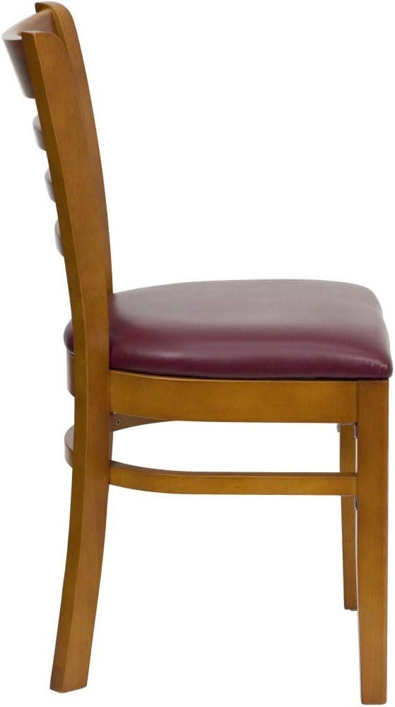 imageFlash Furniture HERCULES Series Ladder Back Mahogany Wood Restaurant Chair Burgundy Vinyl SeatBurgundy Vinyl SeatCherry Wood Frame