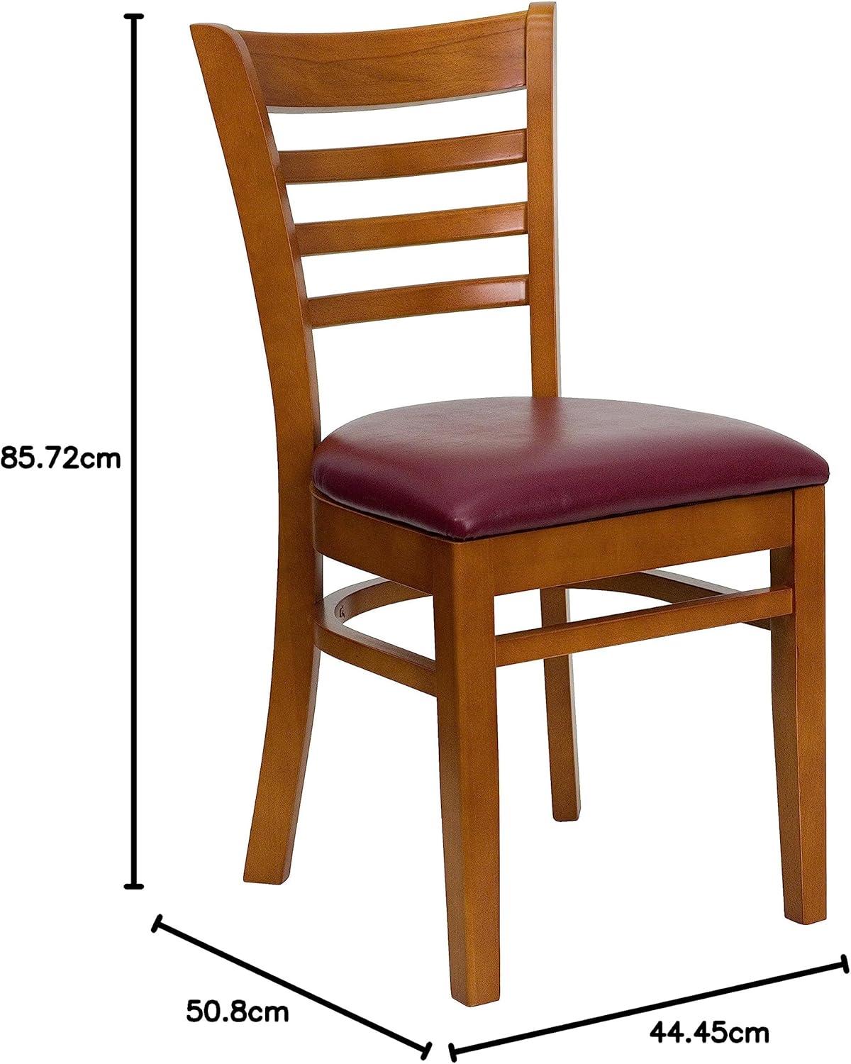 imageFlash Furniture HERCULES Series Ladder Back Mahogany Wood Restaurant Chair Burgundy Vinyl SeatBurgundy Vinyl SeatCherry Wood Frame