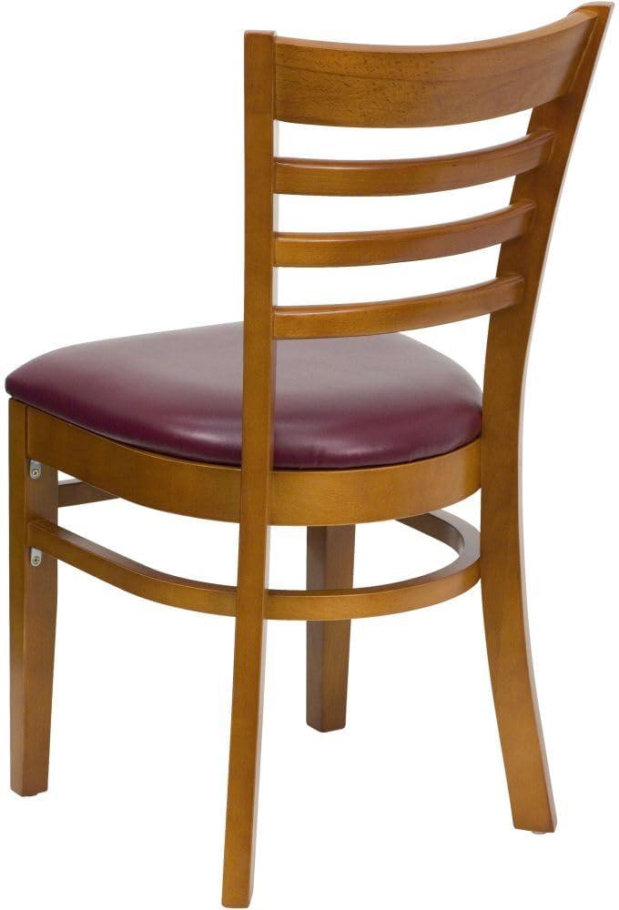 imageFlash Furniture HERCULES Series Ladder Back Mahogany Wood Restaurant Chair Burgundy Vinyl SeatBurgundy Vinyl SeatCherry Wood Frame