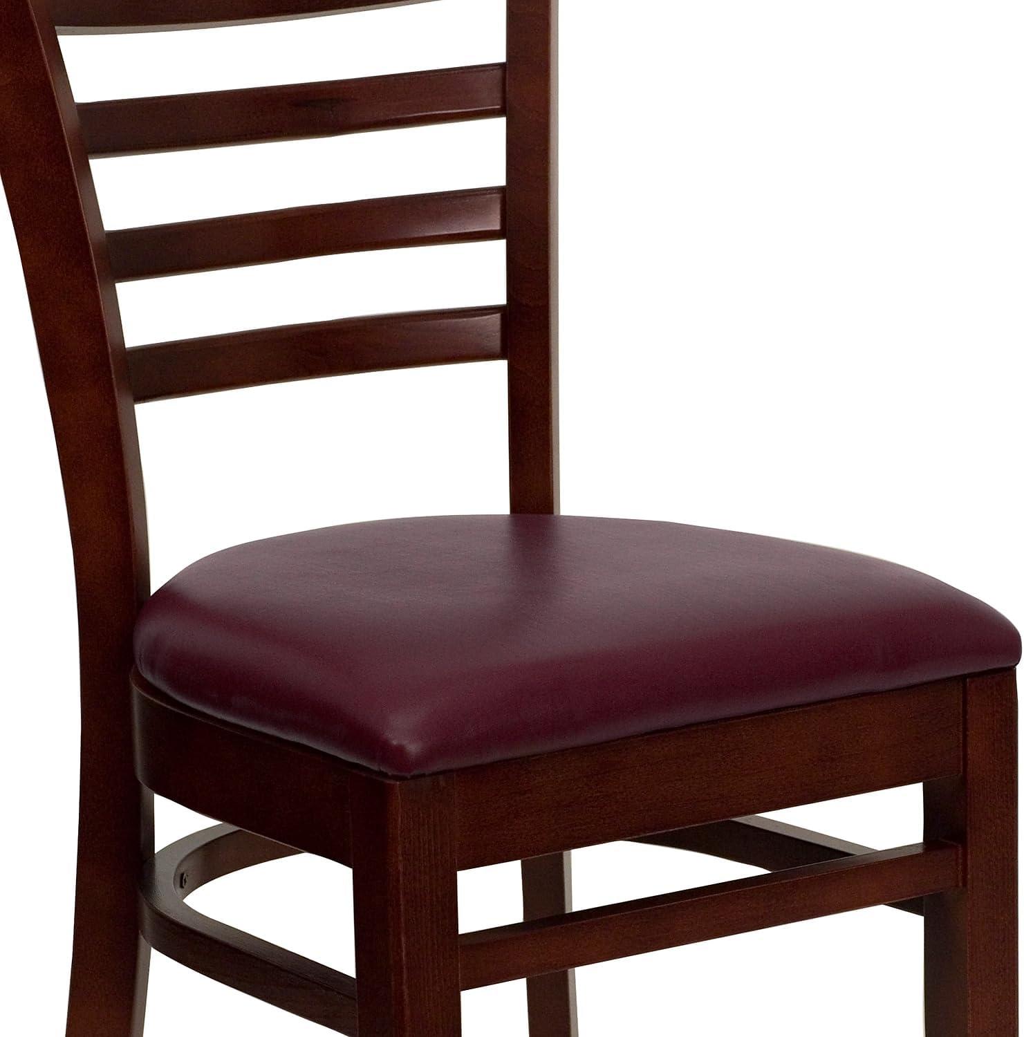 imageFlash Furniture HERCULES Series Ladder Back Mahogany Wood Restaurant Chair Burgundy Vinyl SeatBurgundy Vinyl SeatMahogany Wood Frame