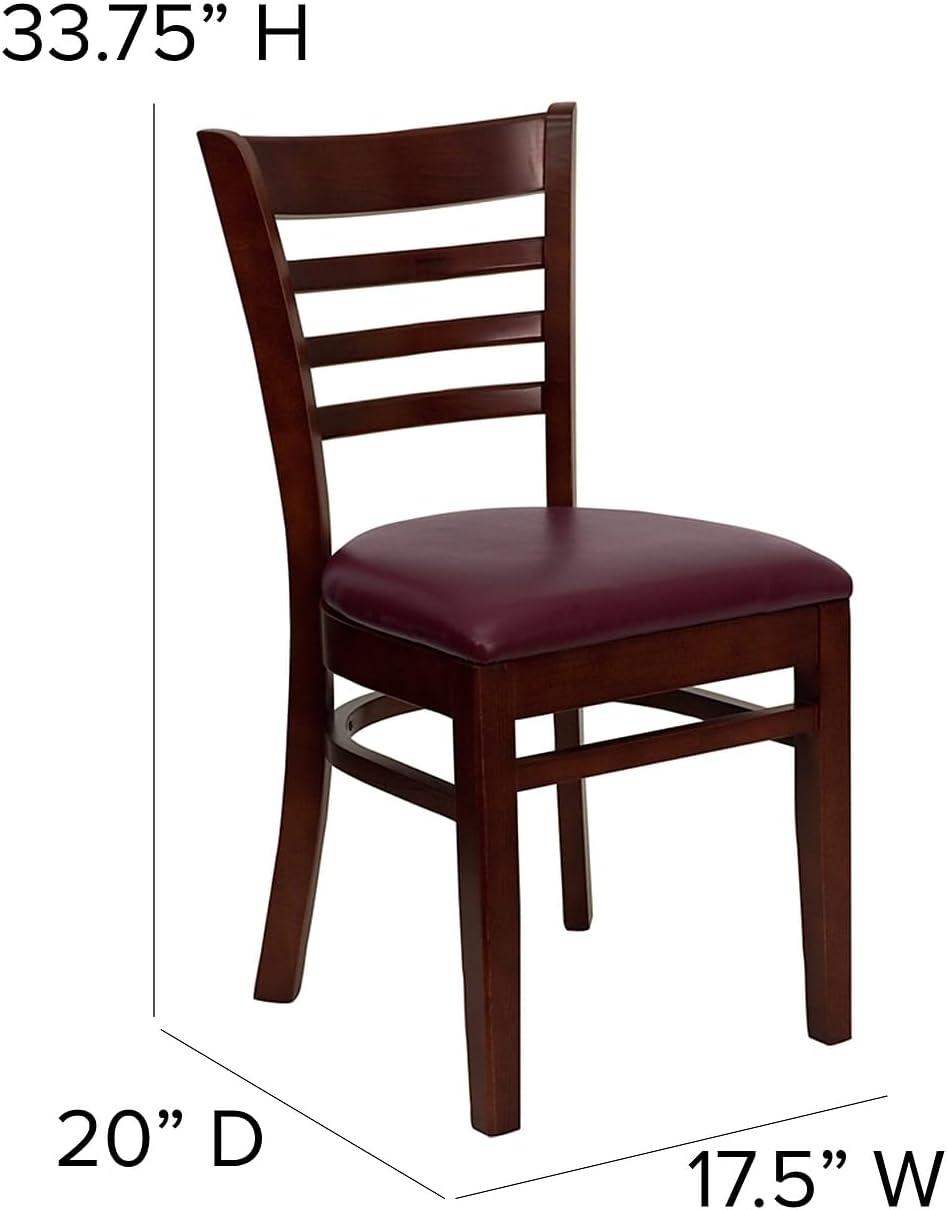 imageFlash Furniture HERCULES Series Ladder Back Mahogany Wood Restaurant Chair Burgundy Vinyl SeatBurgundy Vinyl SeatMahogany Wood Frame