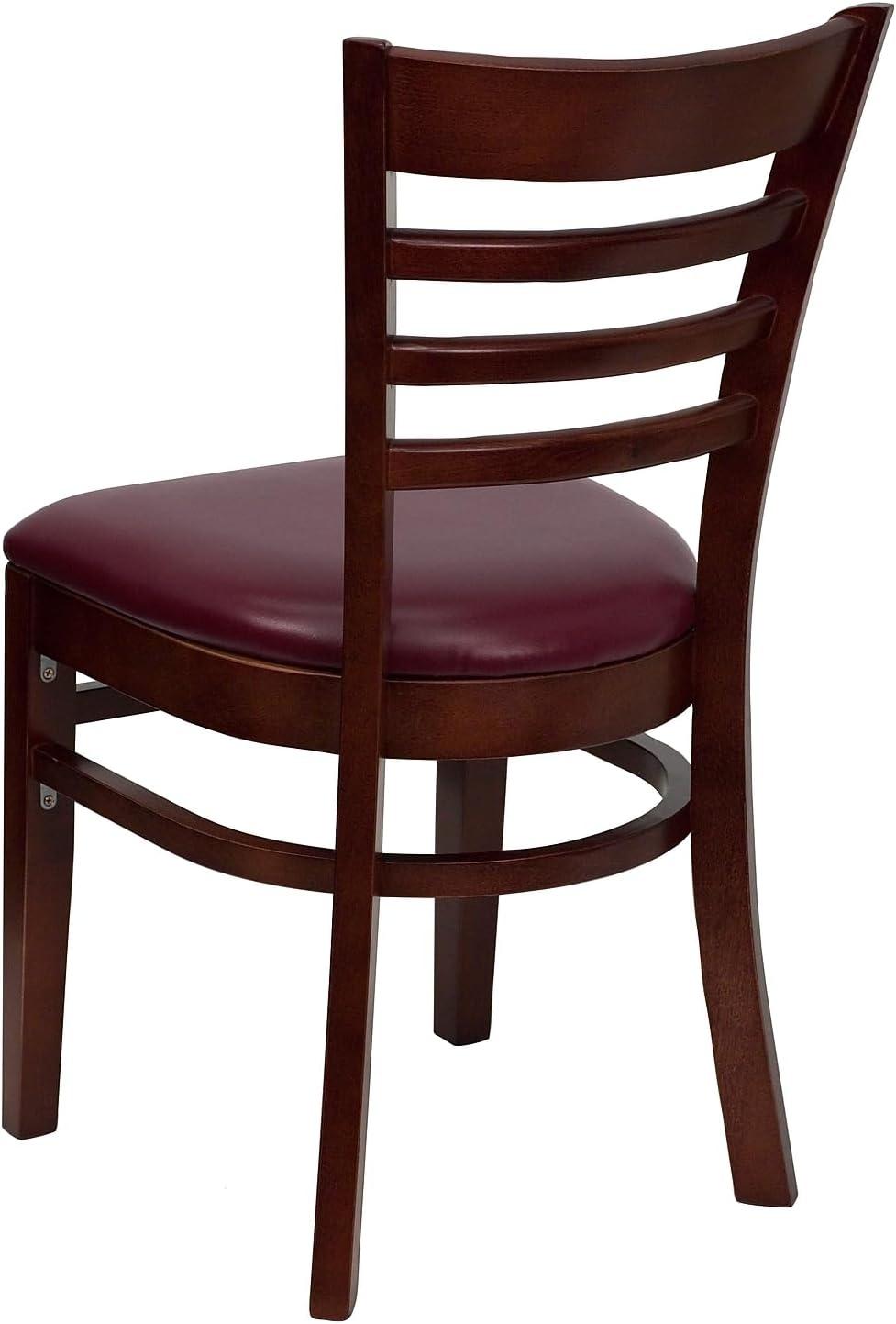 imageFlash Furniture HERCULES Series Ladder Back Mahogany Wood Restaurant Chair Burgundy Vinyl SeatBurgundy Vinyl SeatMahogany Wood Frame