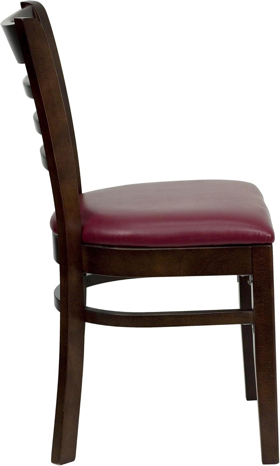imageFlash Furniture HERCULES Series Ladder Back Mahogany Wood Restaurant Chair Burgundy Vinyl SeatBurgundy Vinyl SeatWalnut Wood Frame