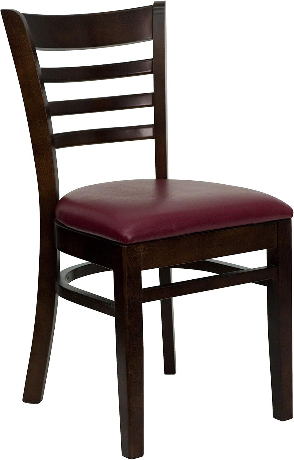 imageFlash Furniture HERCULES Series Ladder Back Mahogany Wood Restaurant Chair Burgundy Vinyl SeatBurgundy Vinyl SeatWalnut Wood Frame