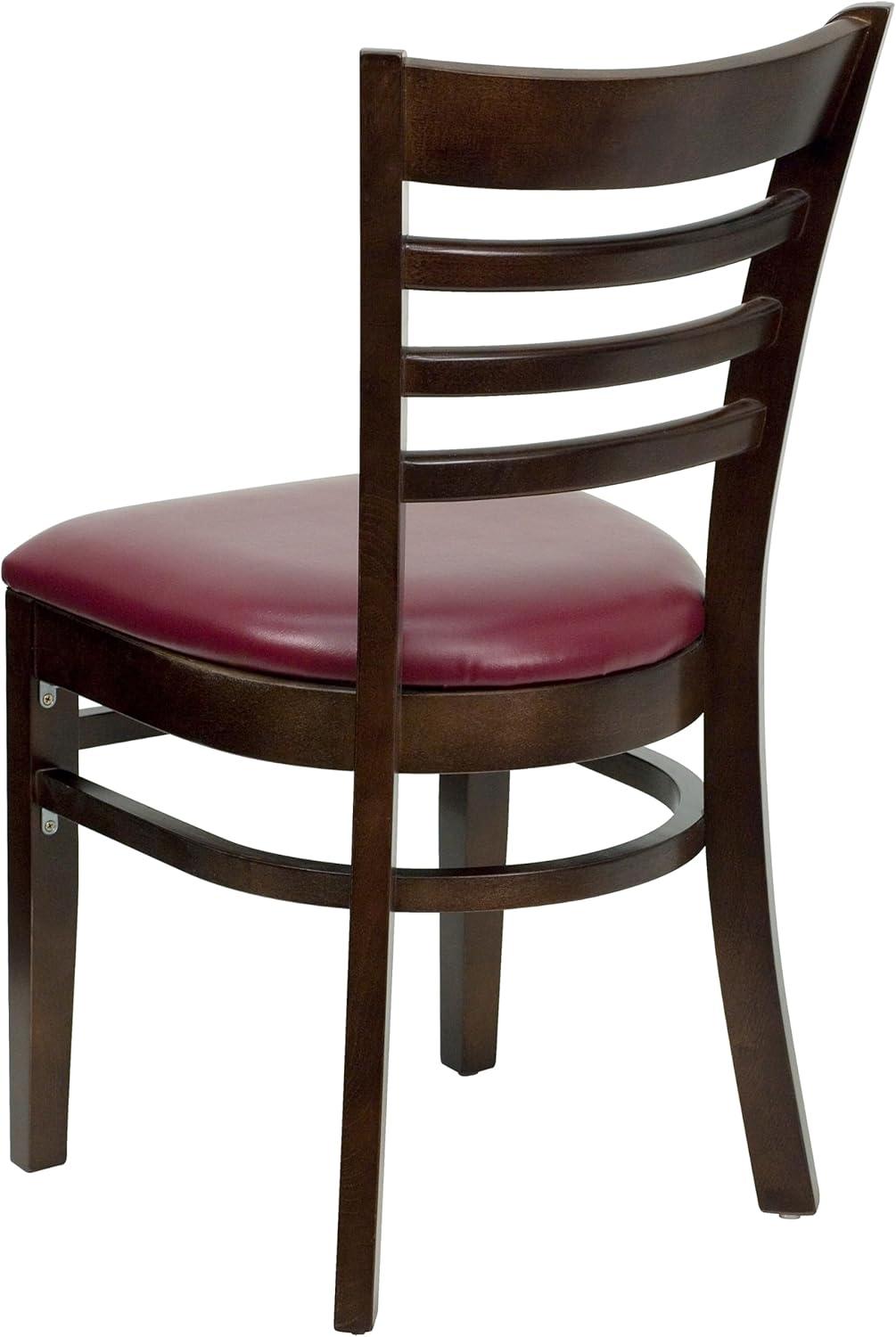 imageFlash Furniture HERCULES Series Ladder Back Mahogany Wood Restaurant Chair Burgundy Vinyl SeatBurgundy Vinyl SeatWalnut Wood Frame