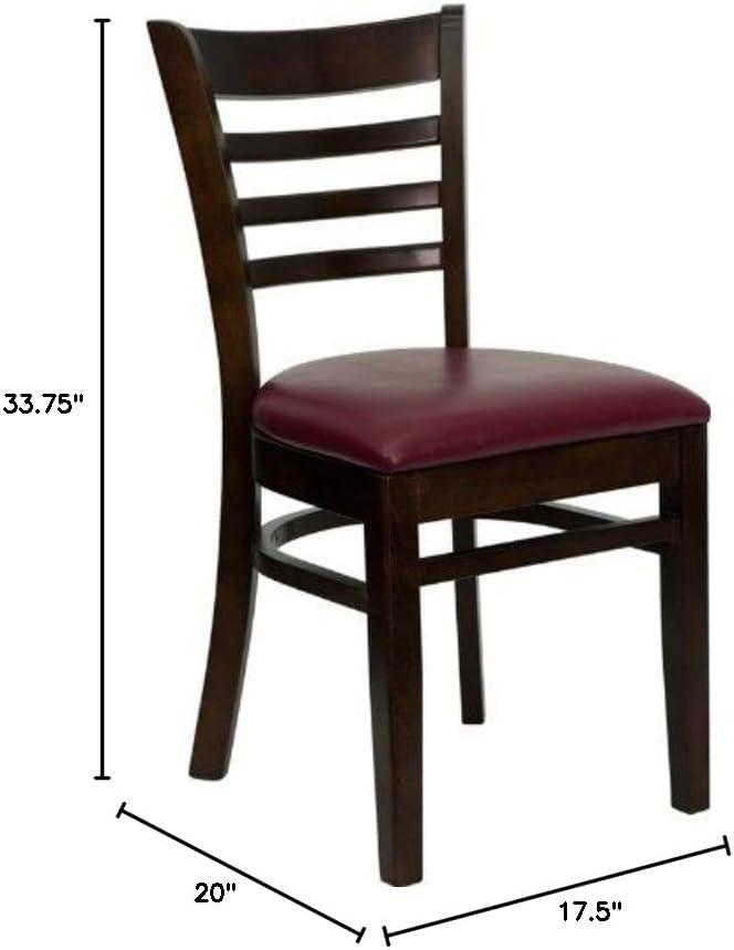 imageFlash Furniture HERCULES Series Ladder Back Mahogany Wood Restaurant Chair Burgundy Vinyl SeatBurgundy Vinyl SeatWalnut Wood Frame