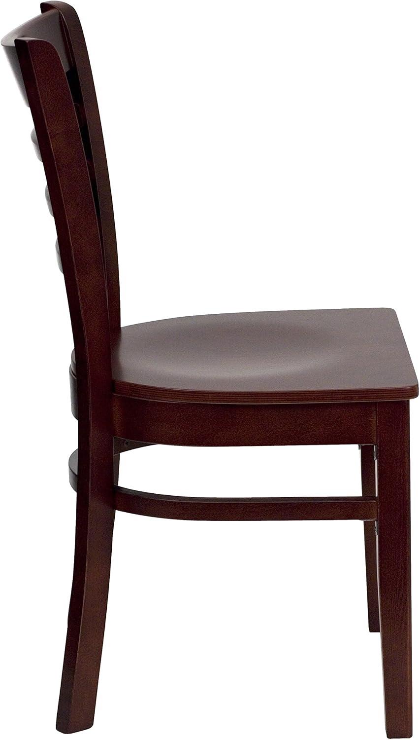 imageFlash Furniture HERCULES Series Ladder Back Mahogany Wood Restaurant Chair Burgundy Vinyl SeatMahogany Wood SeatMahogany Wood Frame