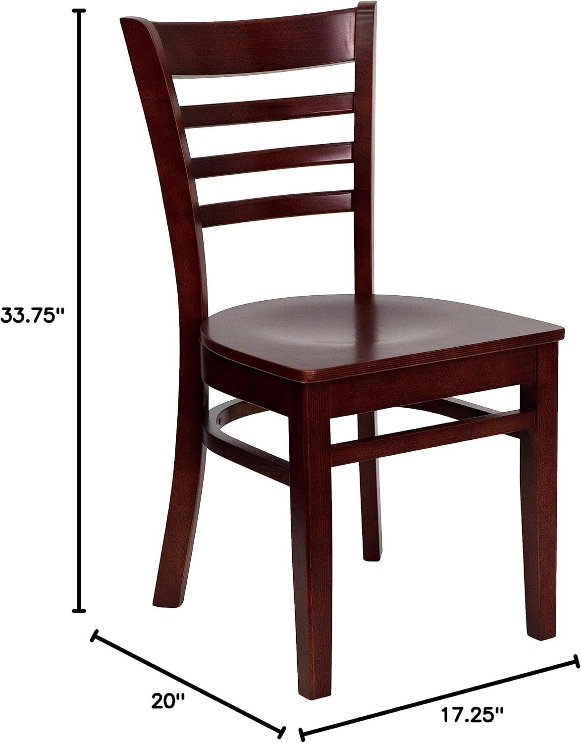 imageFlash Furniture HERCULES Series Ladder Back Mahogany Wood Restaurant Chair Burgundy Vinyl SeatMahogany Wood SeatMahogany Wood Frame