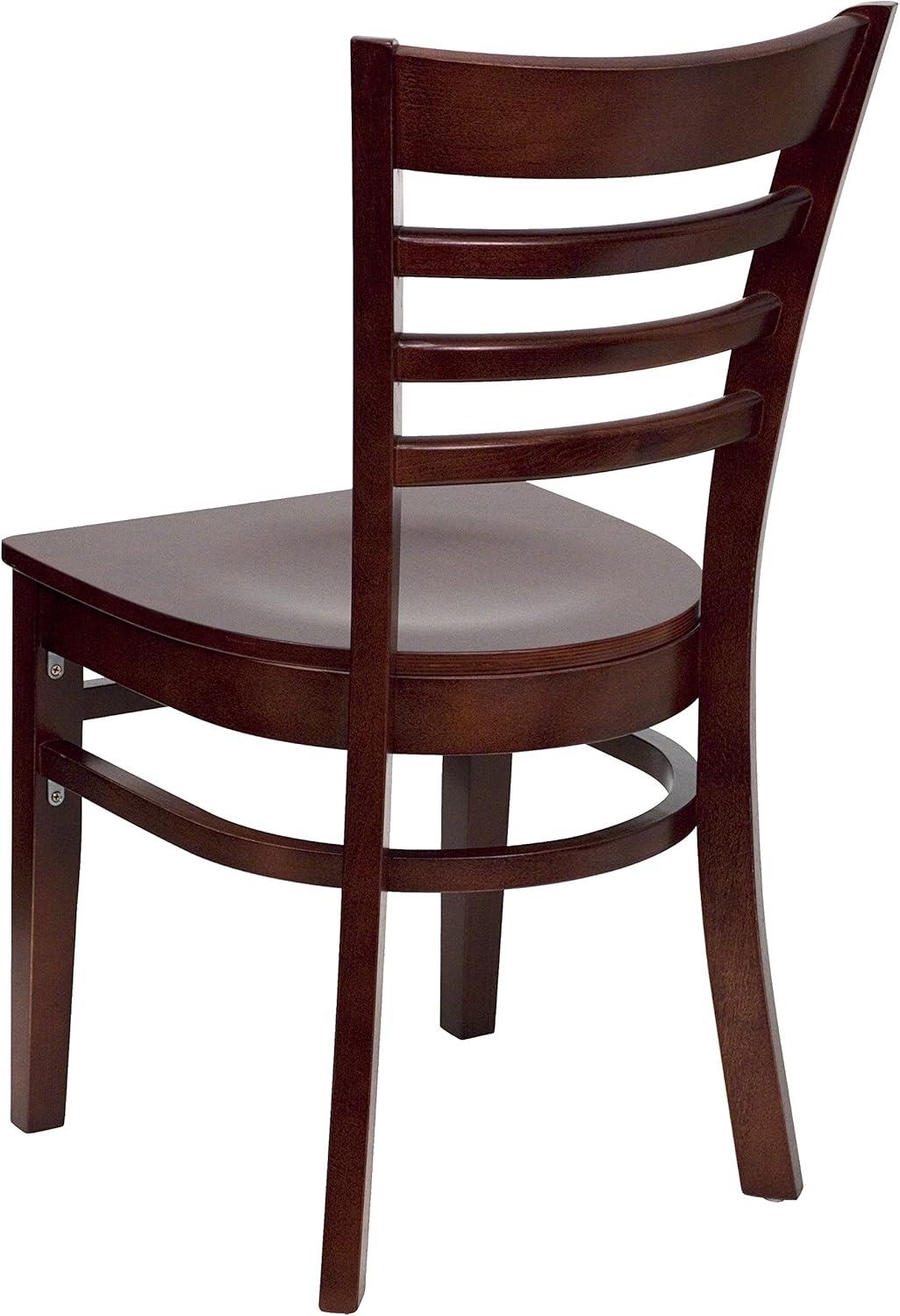 imageFlash Furniture HERCULES Series Ladder Back Mahogany Wood Restaurant Chair Burgundy Vinyl SeatMahogany Wood SeatMahogany Wood Frame